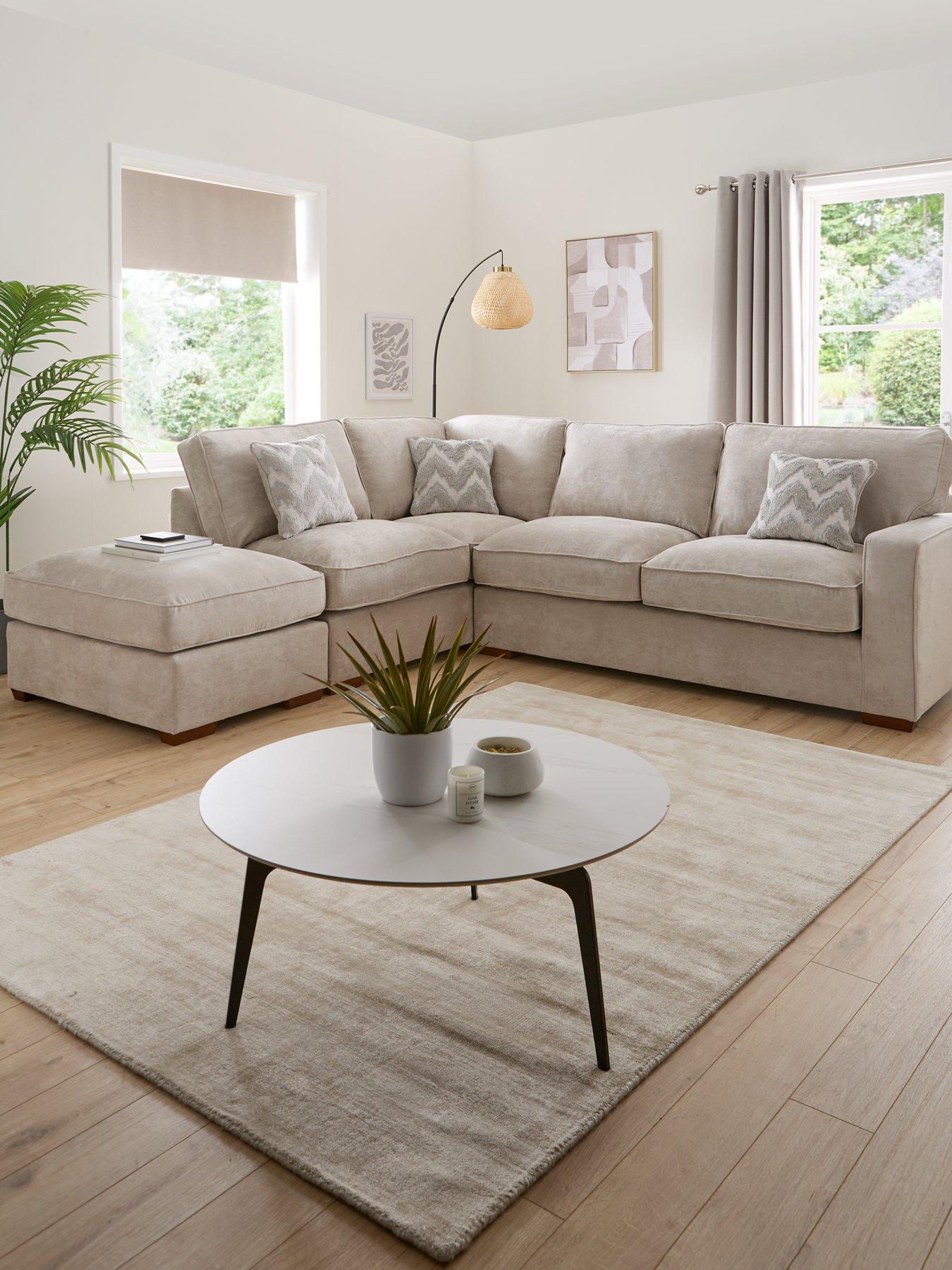undefined Jenna Left Hand Fabric Corner Chaise with Footstool