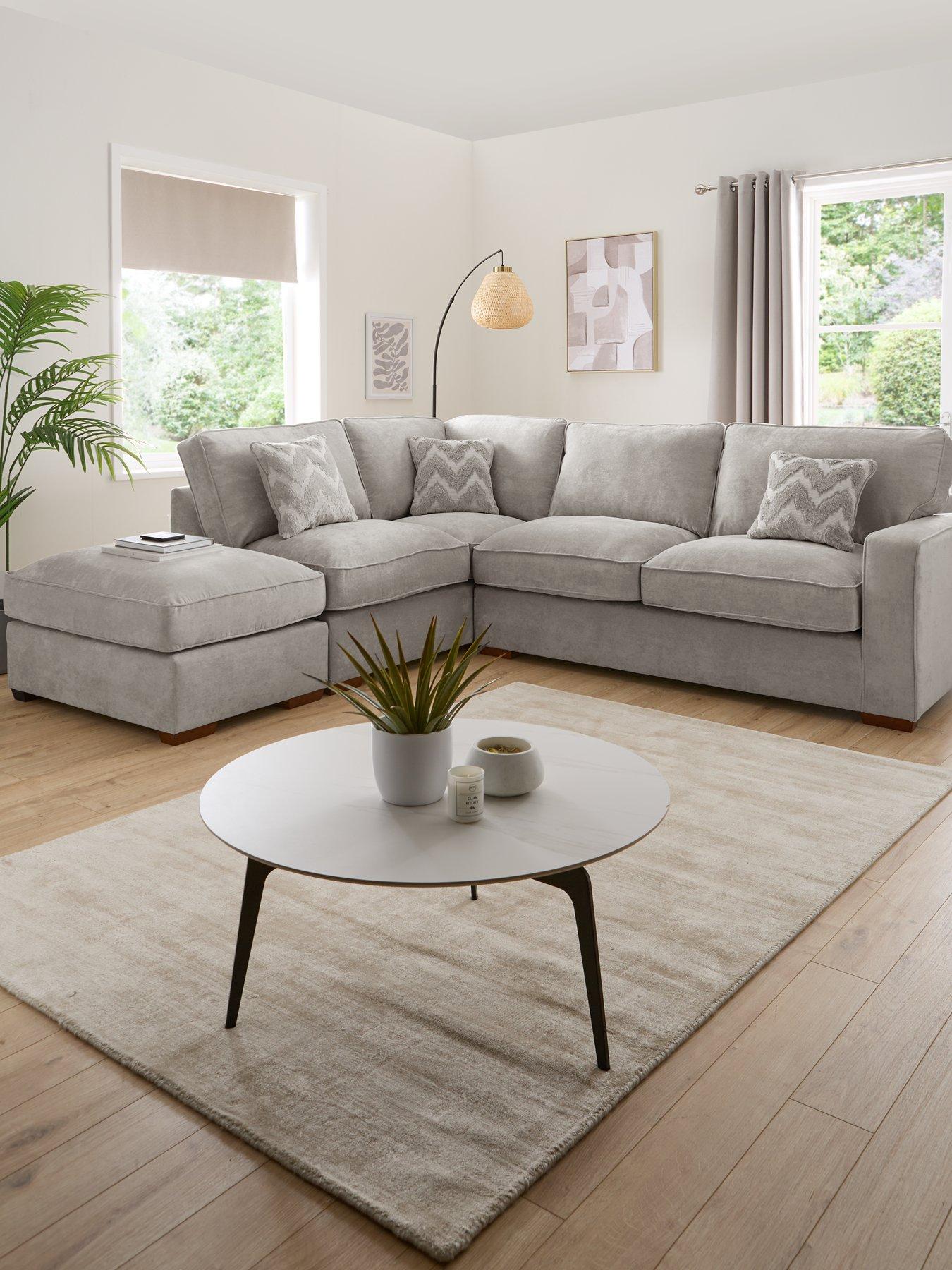 Very Home Jenna Left Hand Fabric Corner Chaise with Footstool - Made to Order in the UK