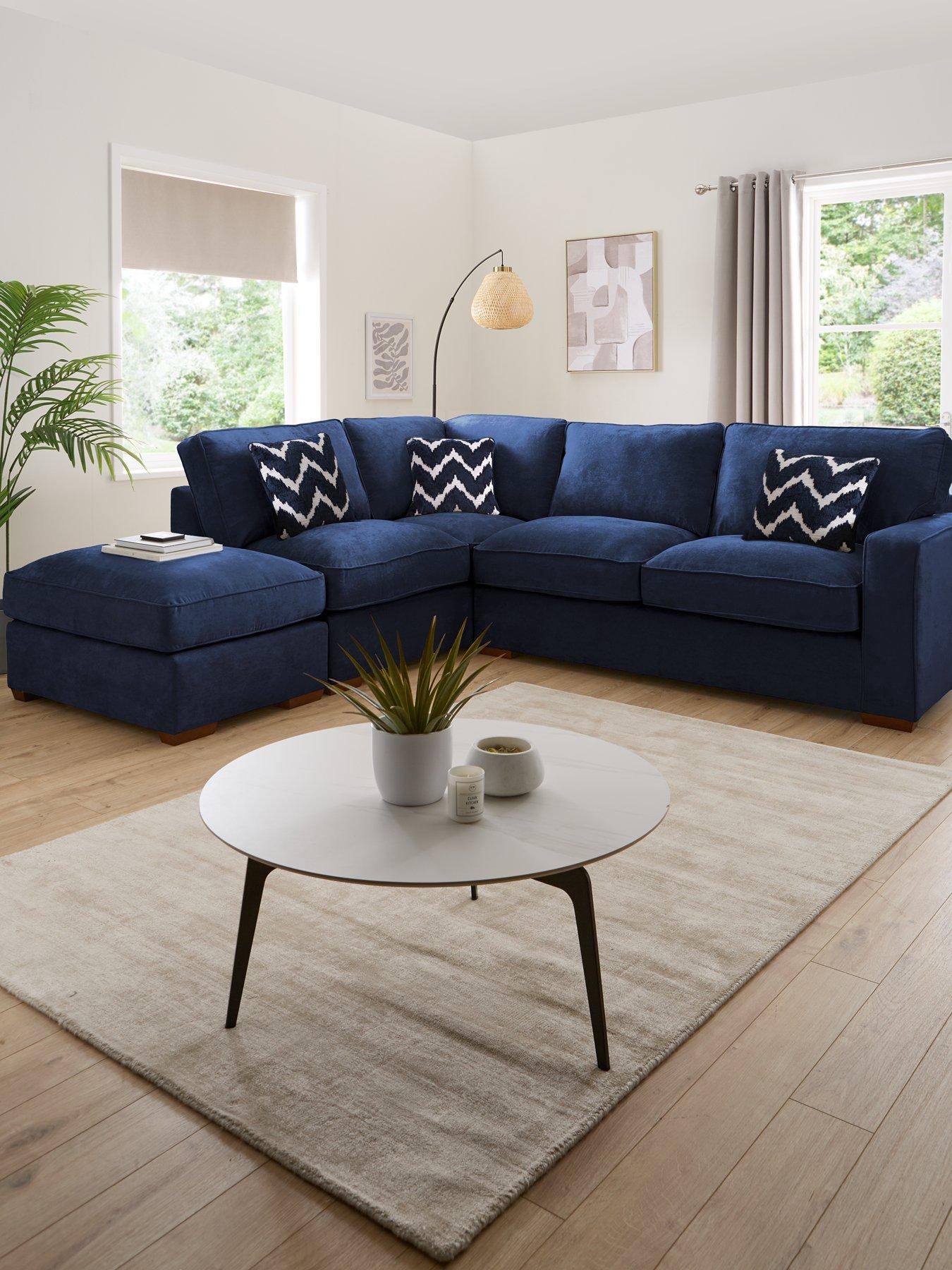 undefined Jenna Left Hand Fabric Corner Chaise with Footstool