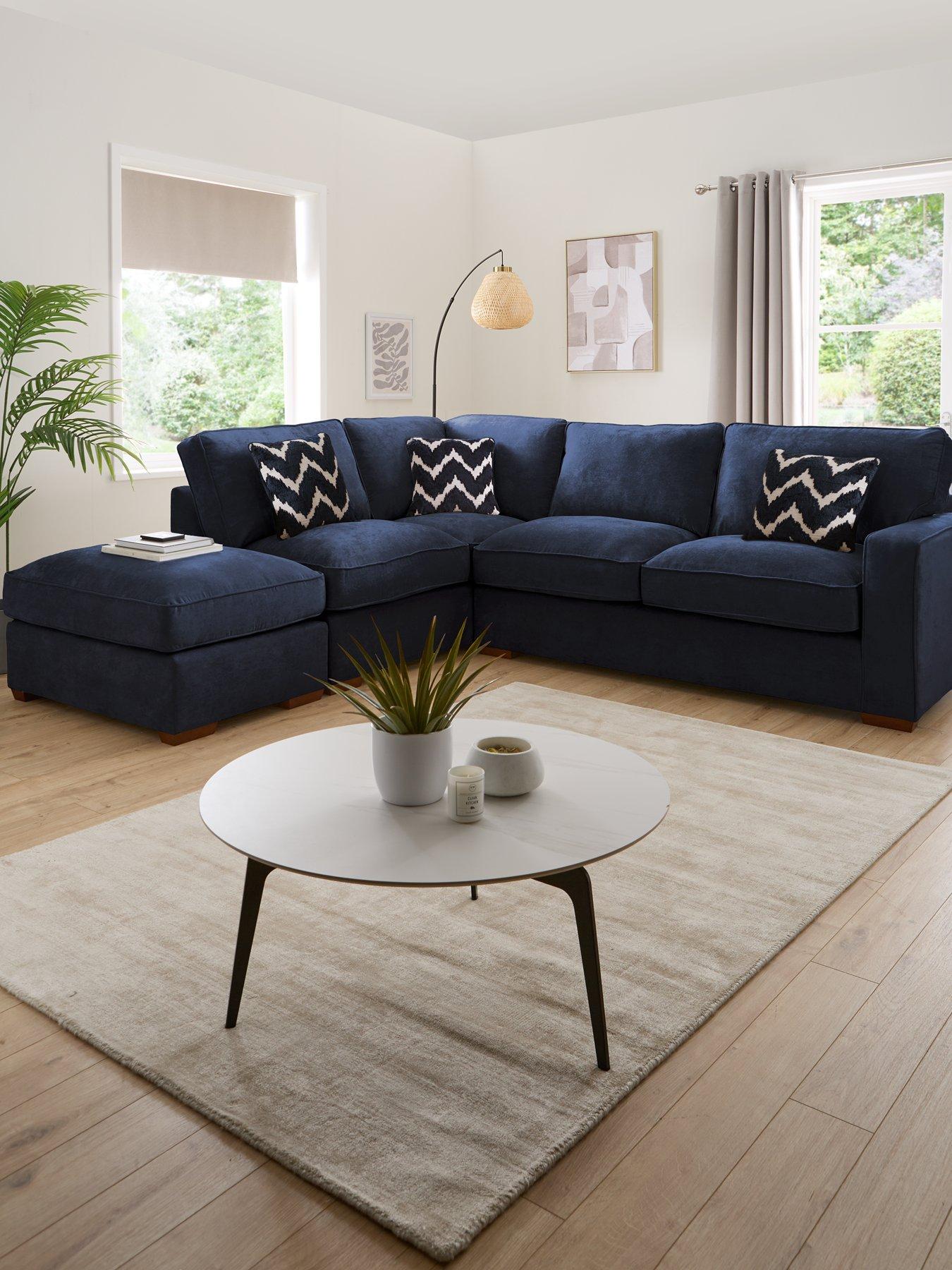 Very Home Jenna Left Hand Fabric Corner Chaise with Footstool - Made to Order in the UK