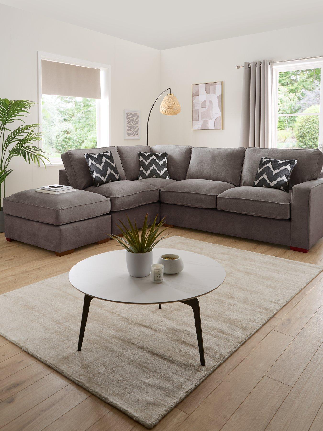 undefined Jenna Left Hand Fabric Corner Chaise with Footstool