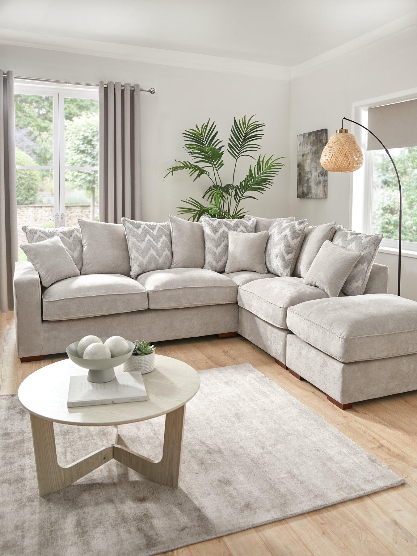 Image 1 of 6 of Very Home Jenna Right Hand Scatter Corner Chaise with Footstool