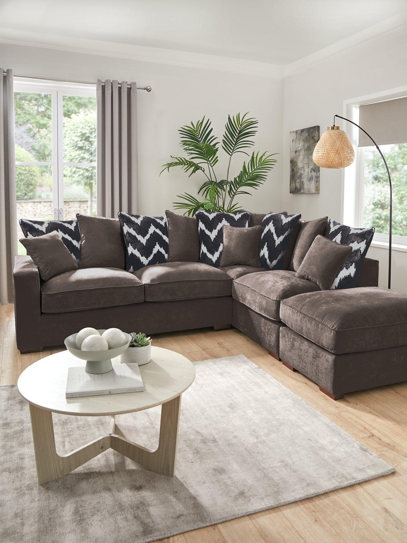 The Very Collection: Jenna Right Hand Scatter Corner Chaise with Footstool - Made to Order in the UK - FSC&reg; Certified