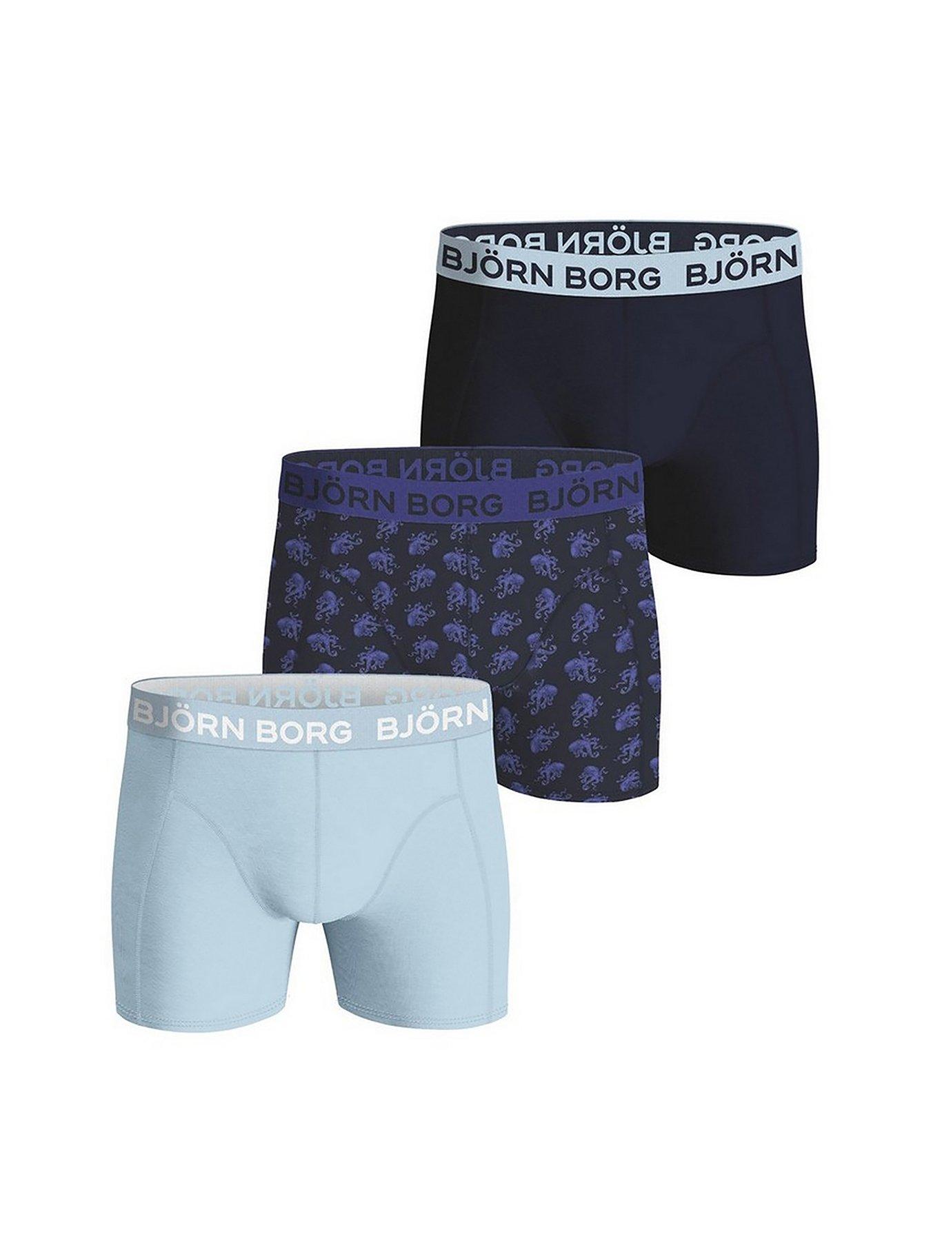undefined Mens Cotton Stretch Boxer 3 Pack - Blue