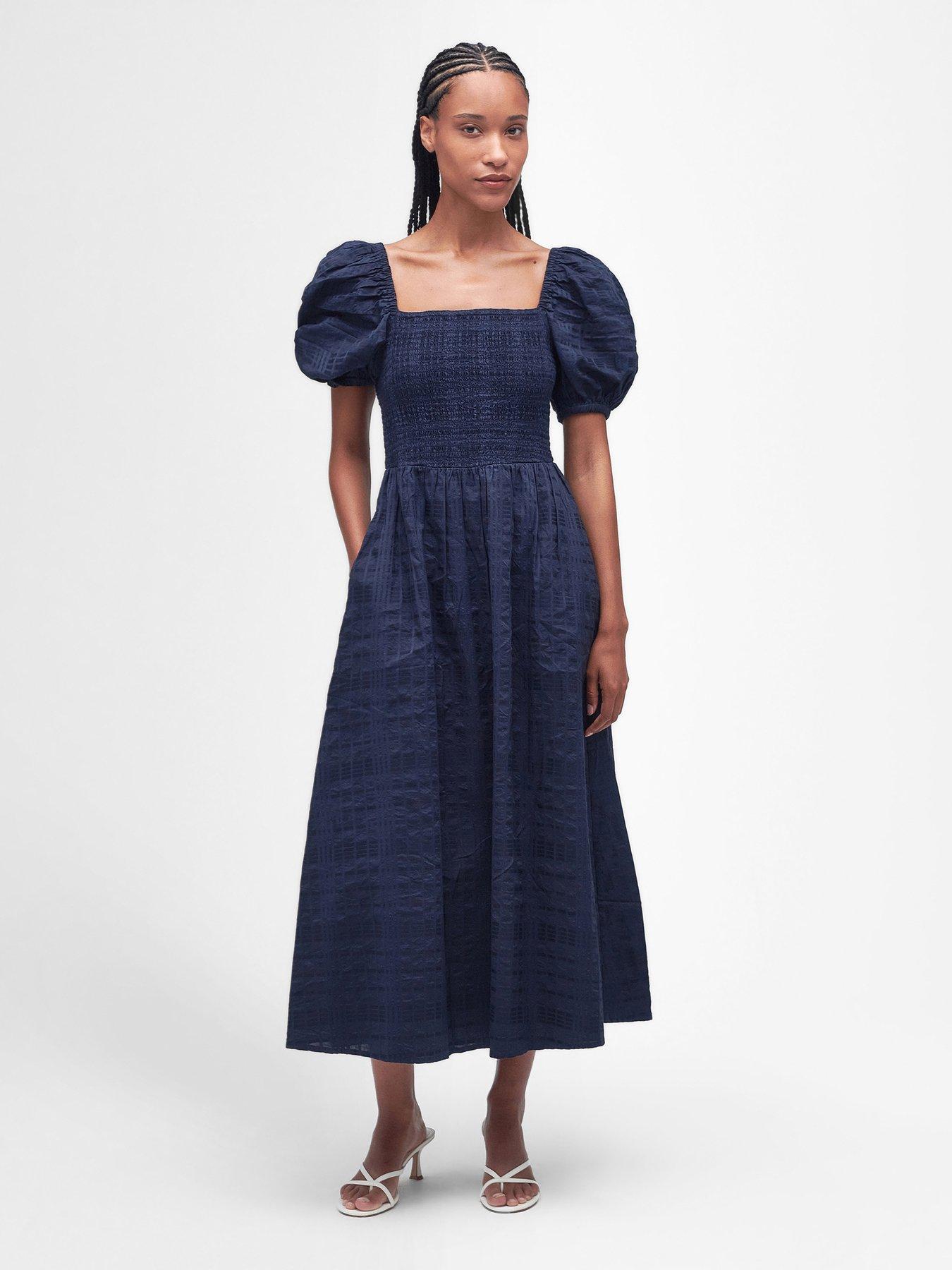 Barbour Macy Midi Dress - Navy | Very.co.uk