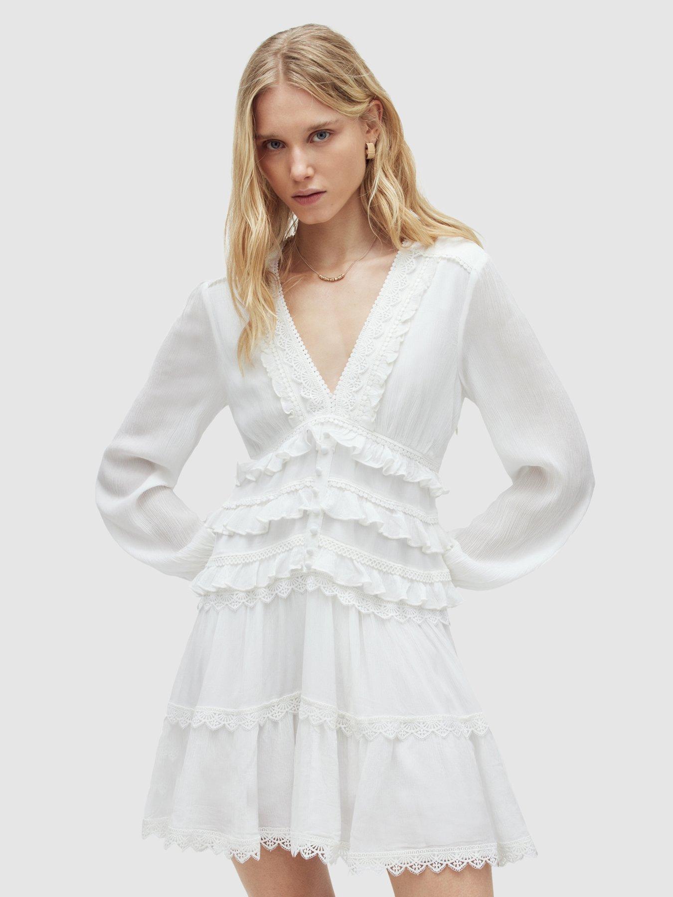 Image 1 of 5 of AllSaints Zora Dress - White