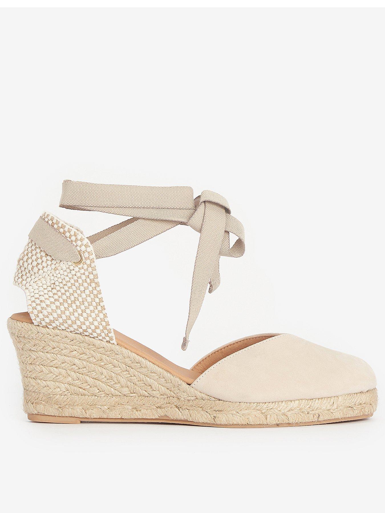 Barbour Juana Tie Ankle Wedge Sandal Beige Very