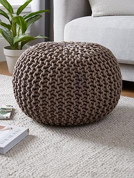 Product photograph of Kaikoo Wool Foot Stool Pouffe from very.co.uk