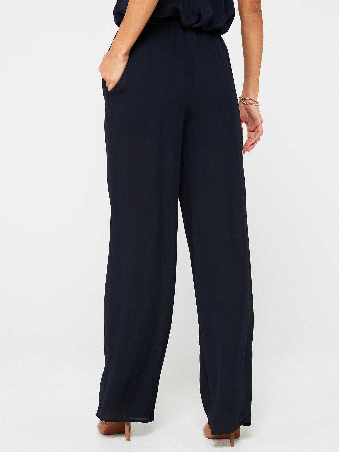 Image 2 of 4 of Armani Exchange Wide Leg Trouser - Navy