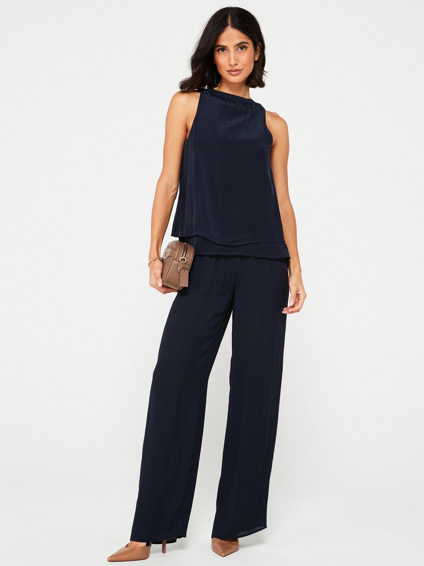 Image 3 of 4 of Armani Exchange Wide Leg Trouser - Navy