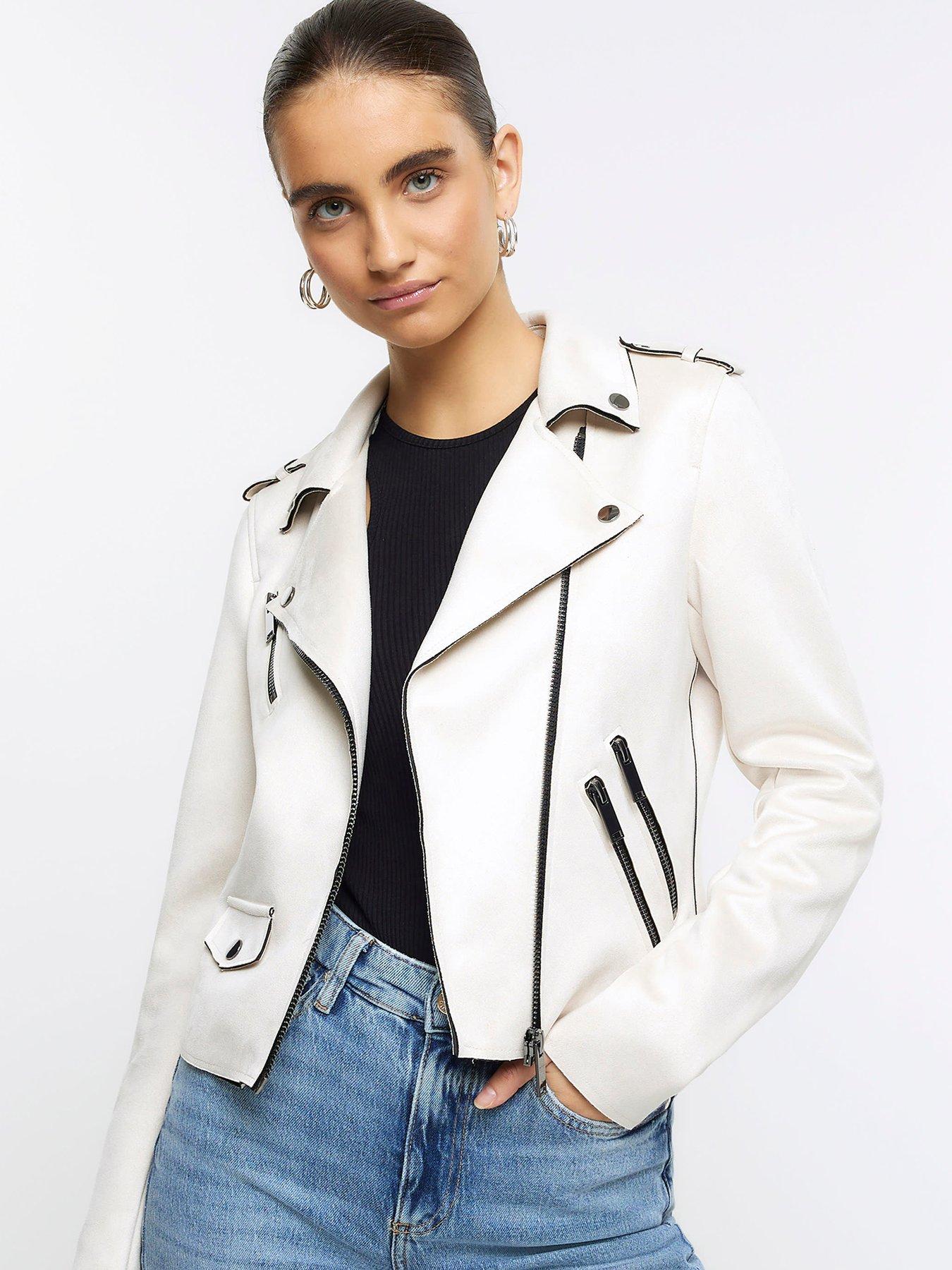 Suedette Biker Jacket Light Stone