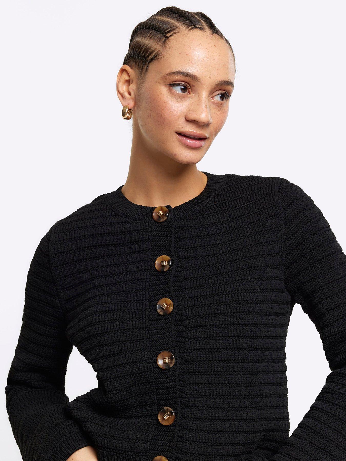 Knit Textured Cardigan Black