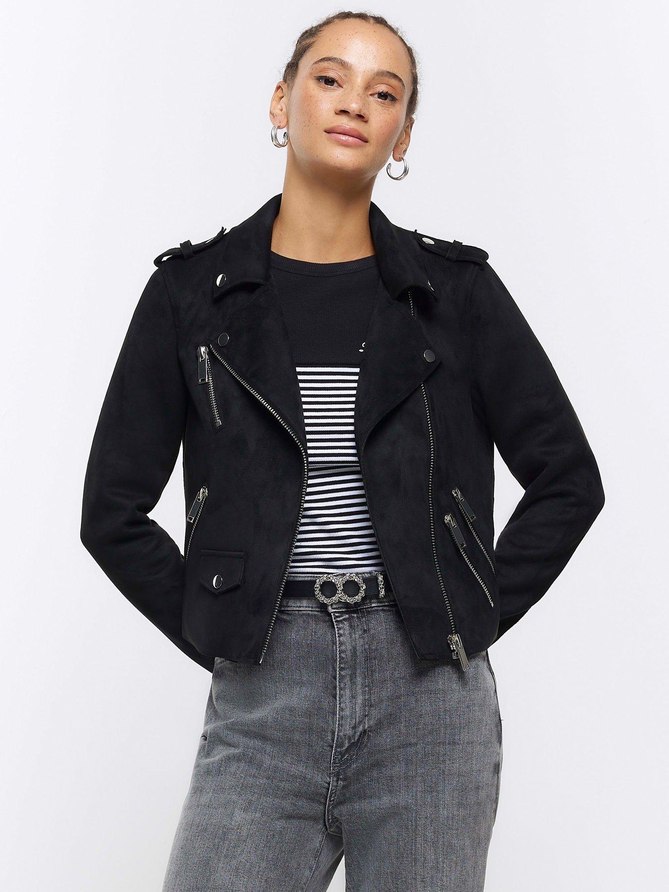 River island black suede jacket on sale