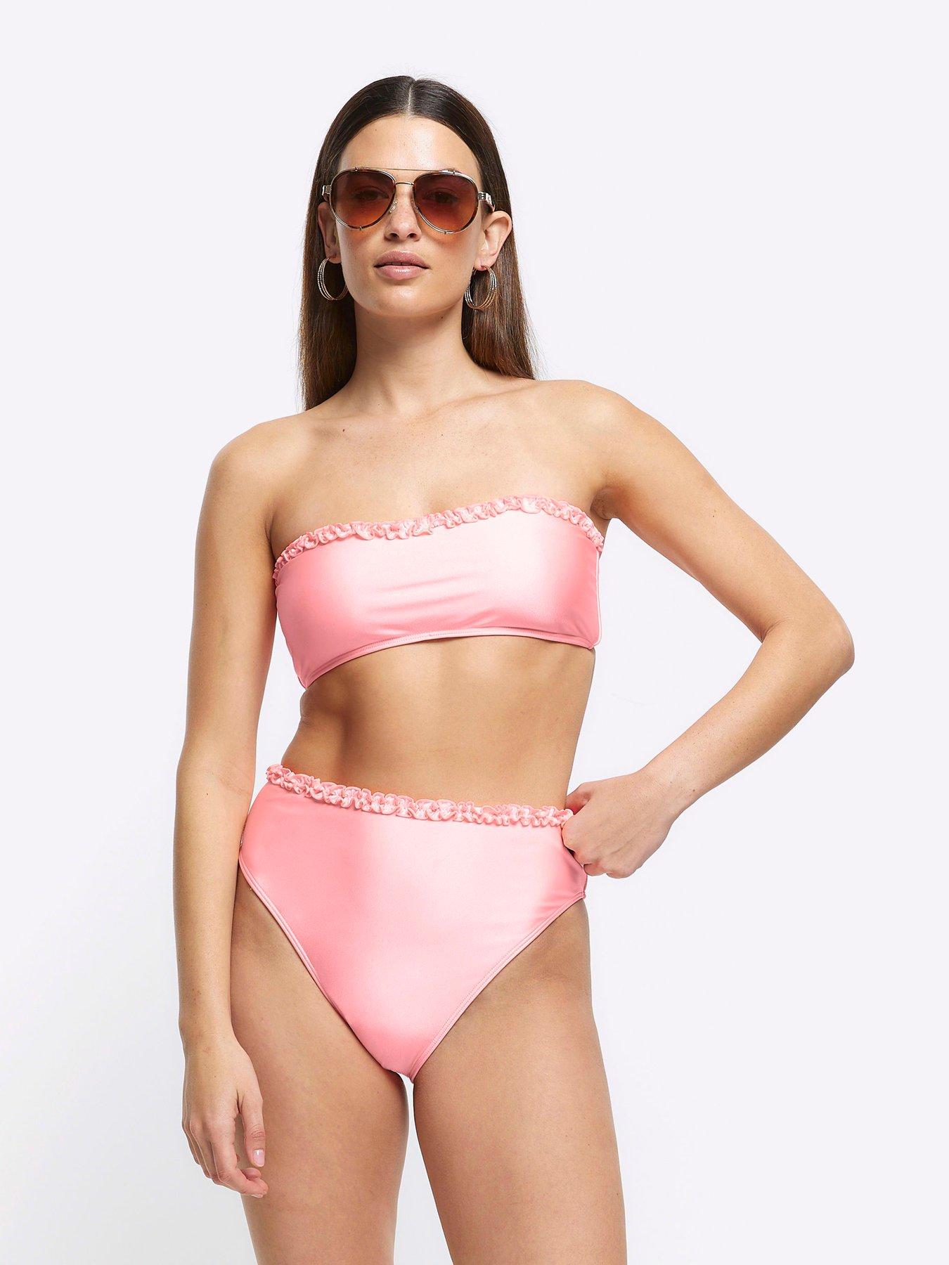 Jojoe dot mesh bandeau bralette in coral pink