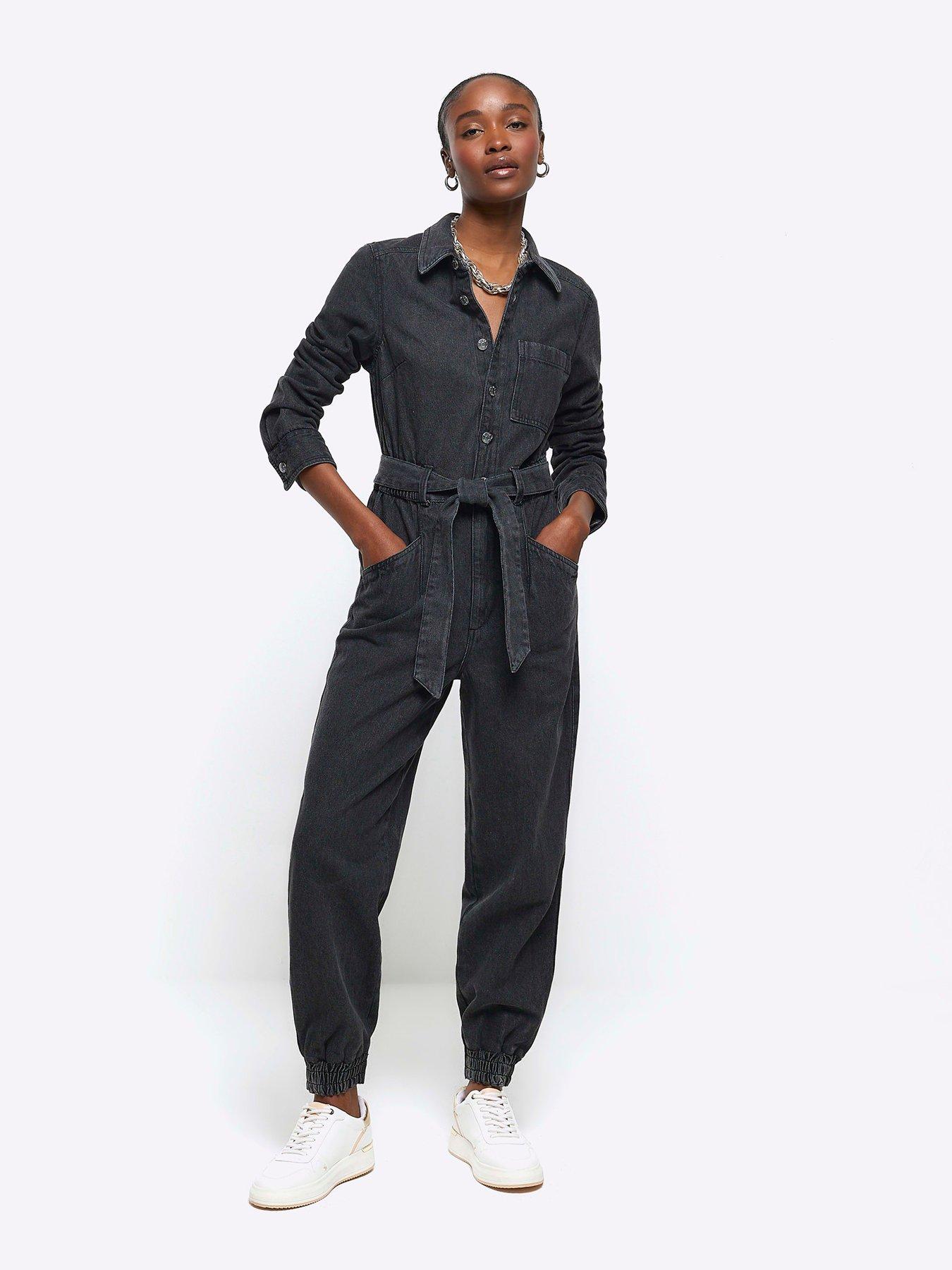 V by Very Denim Utility Jumpsuit - Blue