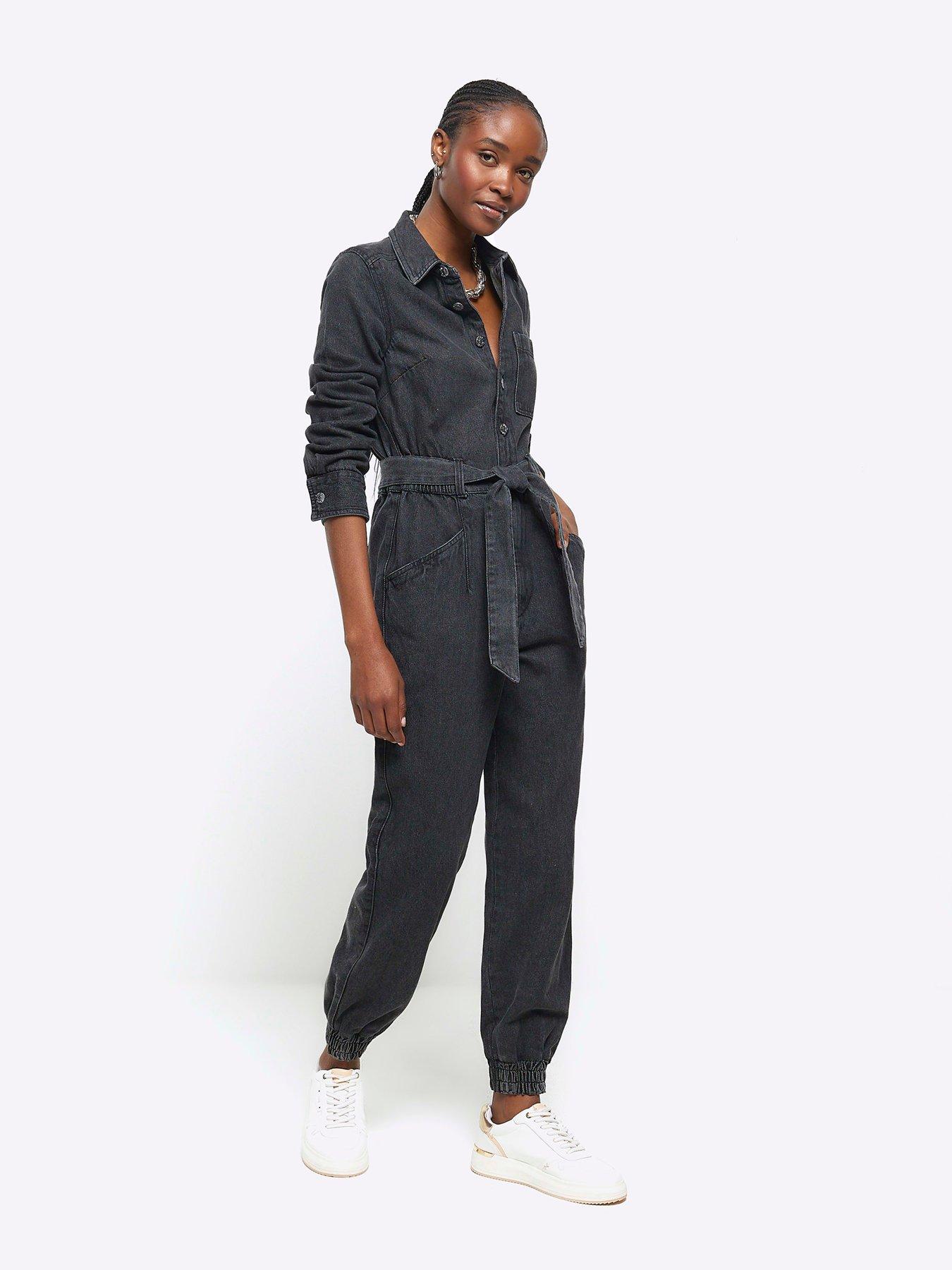 River island black store boiler suit