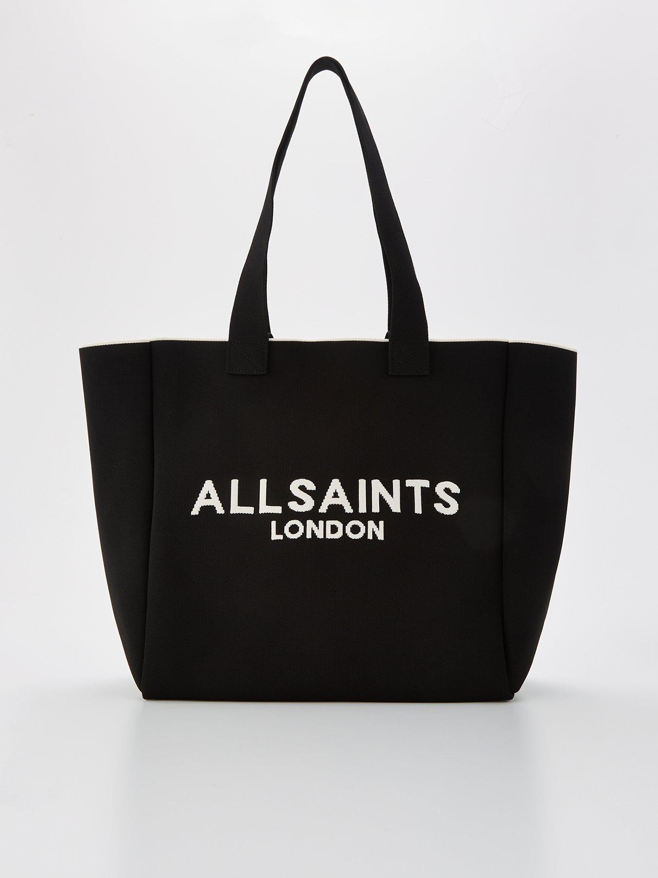 AllSaints Izzy Logo Print Knitted Tote Bag - Black | Very.co.uk