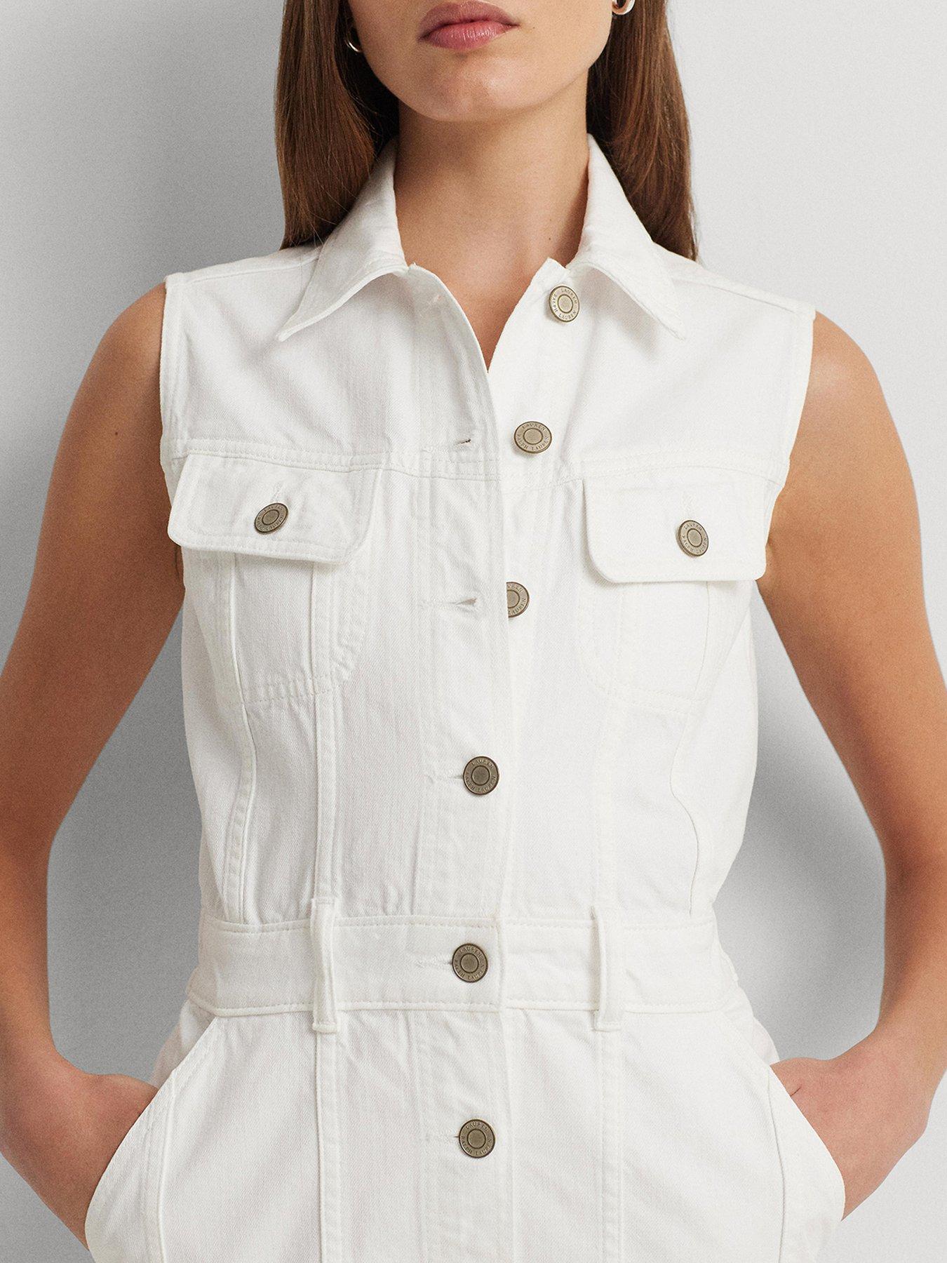 Lauren by Ralph Lauren Katelin Sleeveless Denim Dress White Very