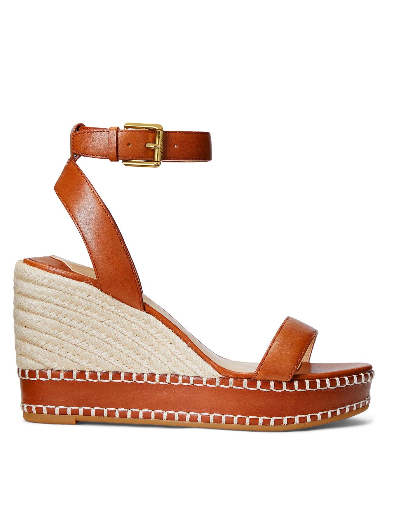 lauren by ralph lauren hilarie espadrille sandal - brown, brown, size 8, women