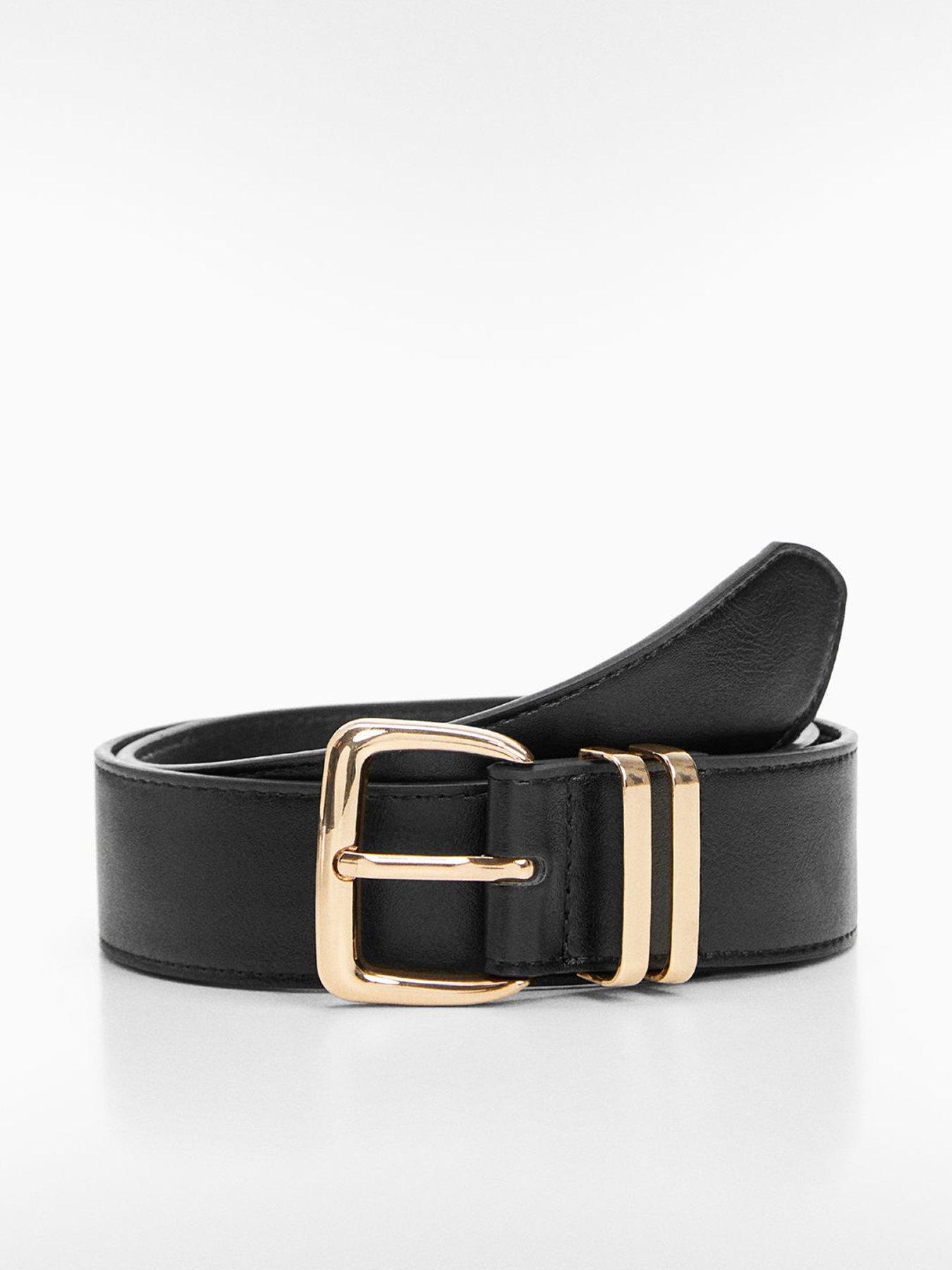 Black faux leather belt best sale