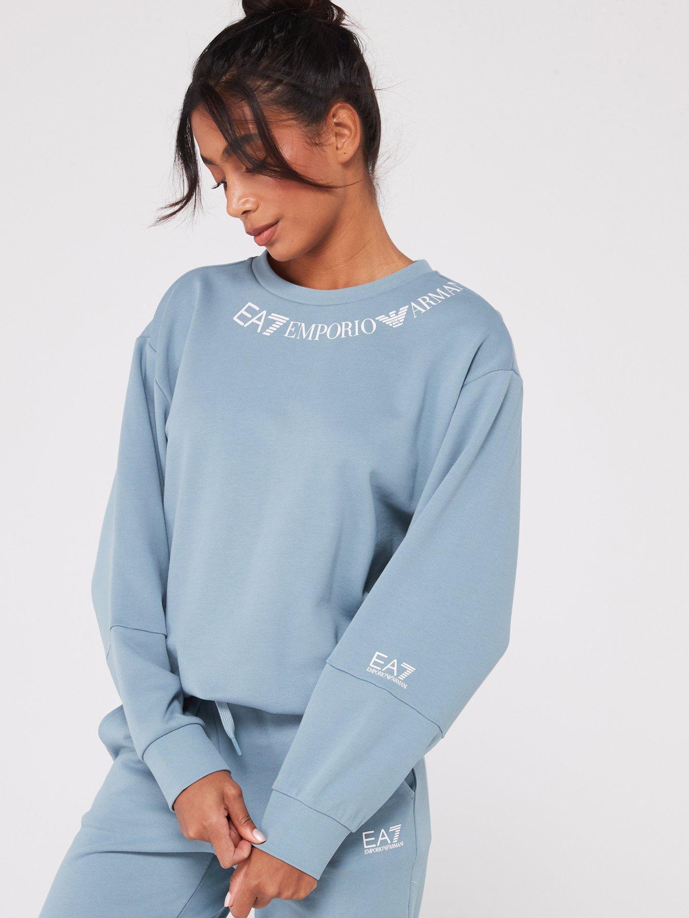 Felpa Neck Logo Loose Sweat Blue