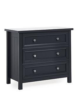 Product photograph of Julian Bowen Maine 3 Drawer Wide Chest - Black from very.co.uk