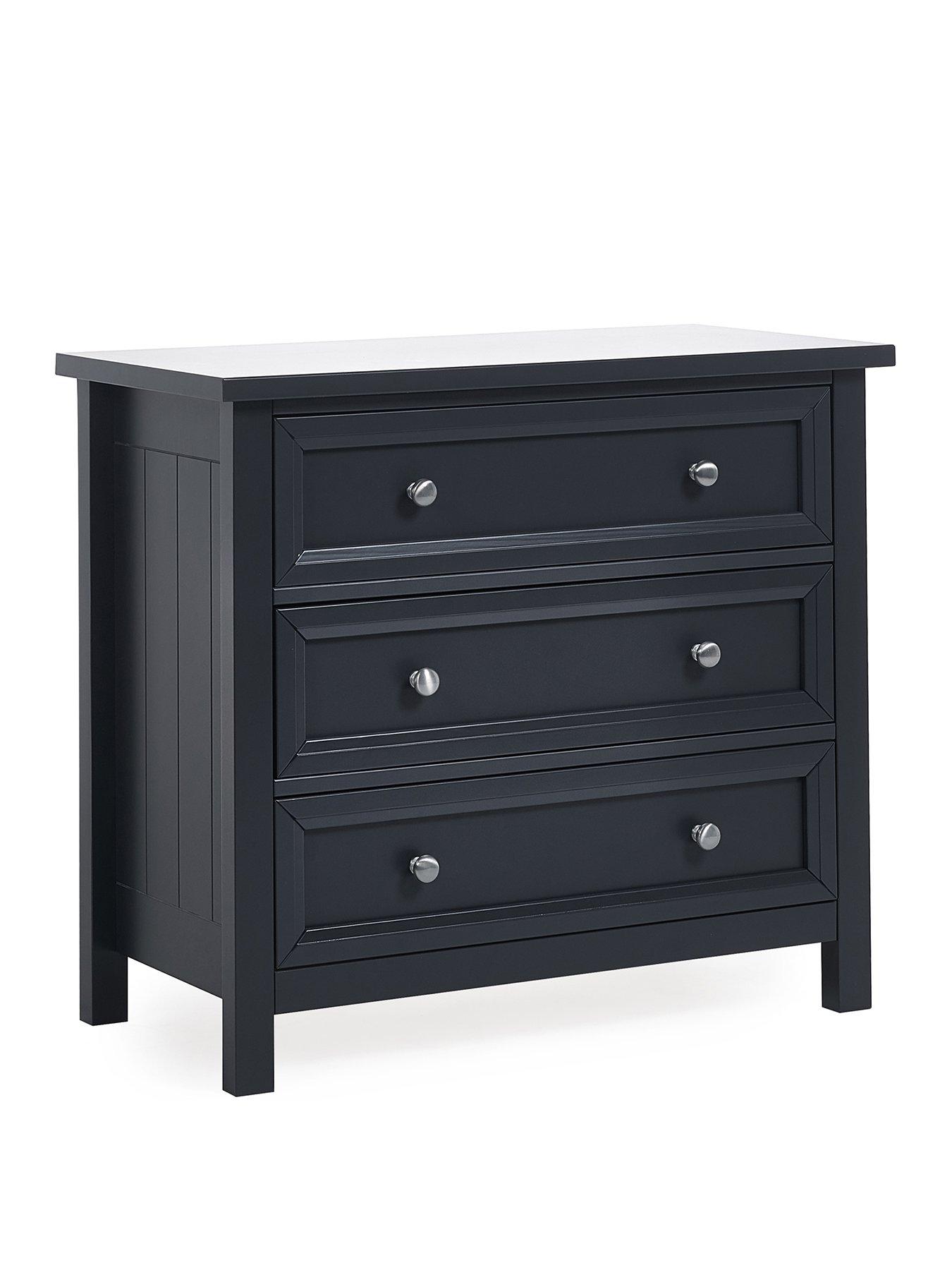 undefined Maine 3 Drawer Wide Chest - Black
