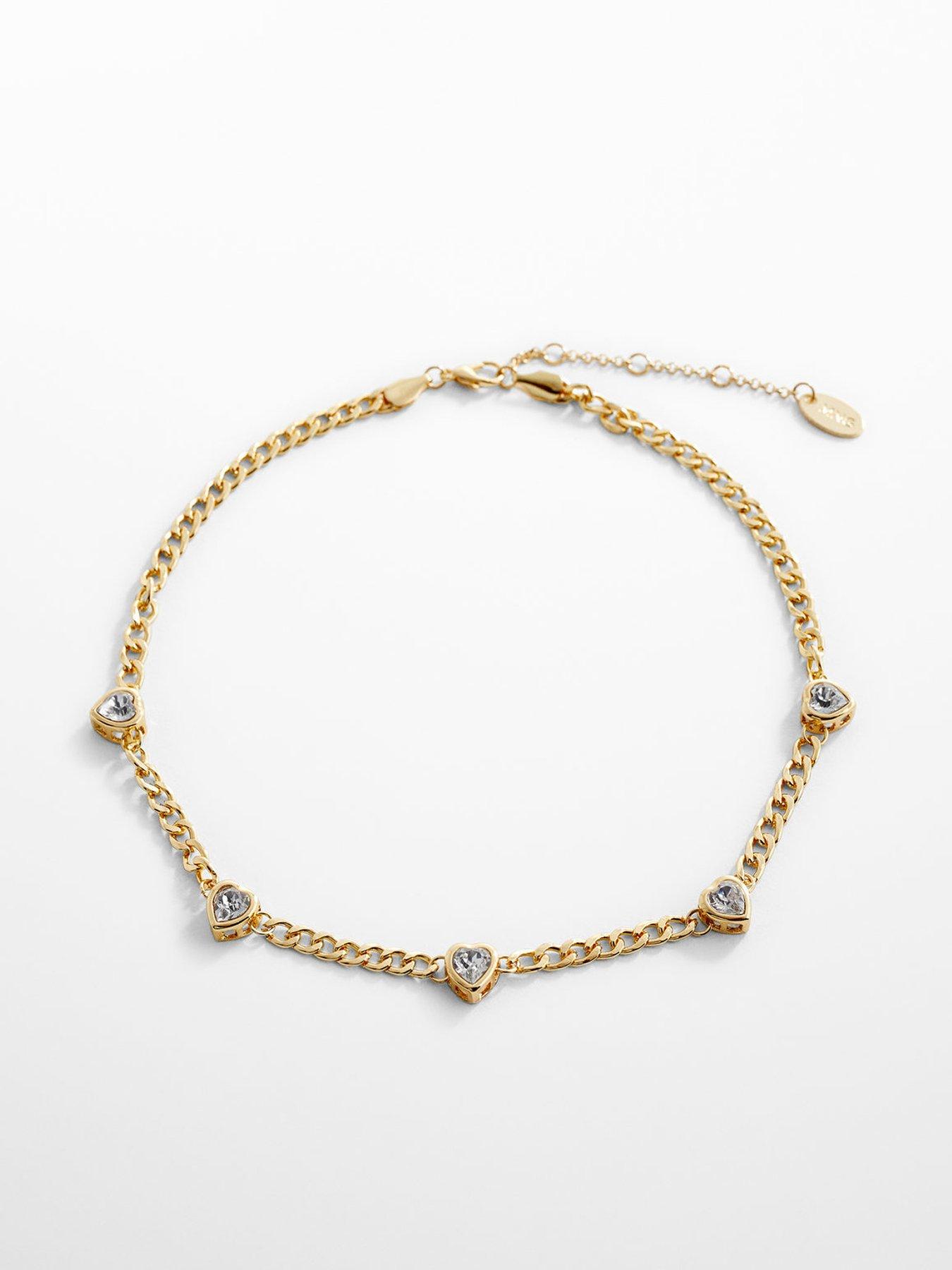 Product photograph of Mango Gold Crystal Chain Necklace from very.co.uk