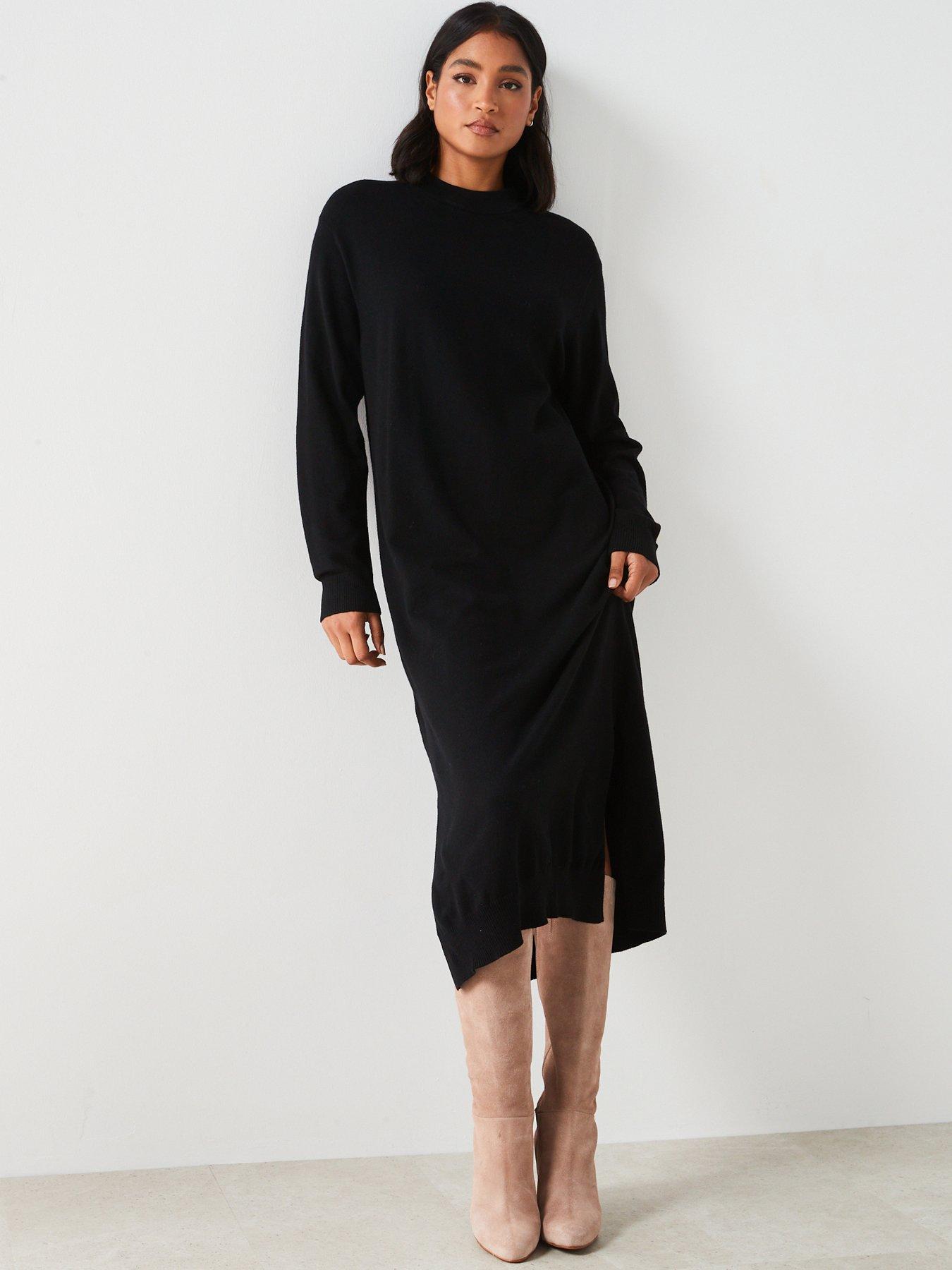 Calvin Klein Jeans Collar Rib Logo Dress - Black