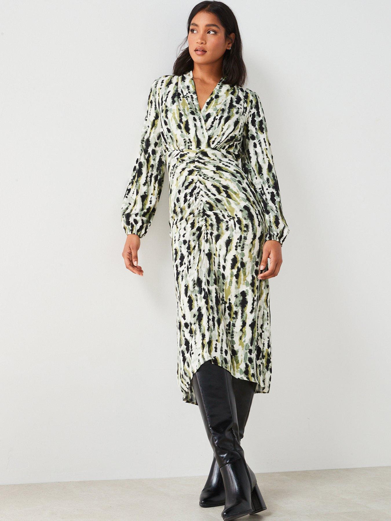 Midi printed dress mango hotsell