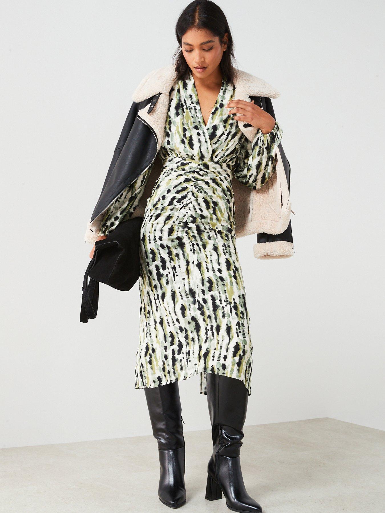 mango printed ruched dress Printed ruched dress