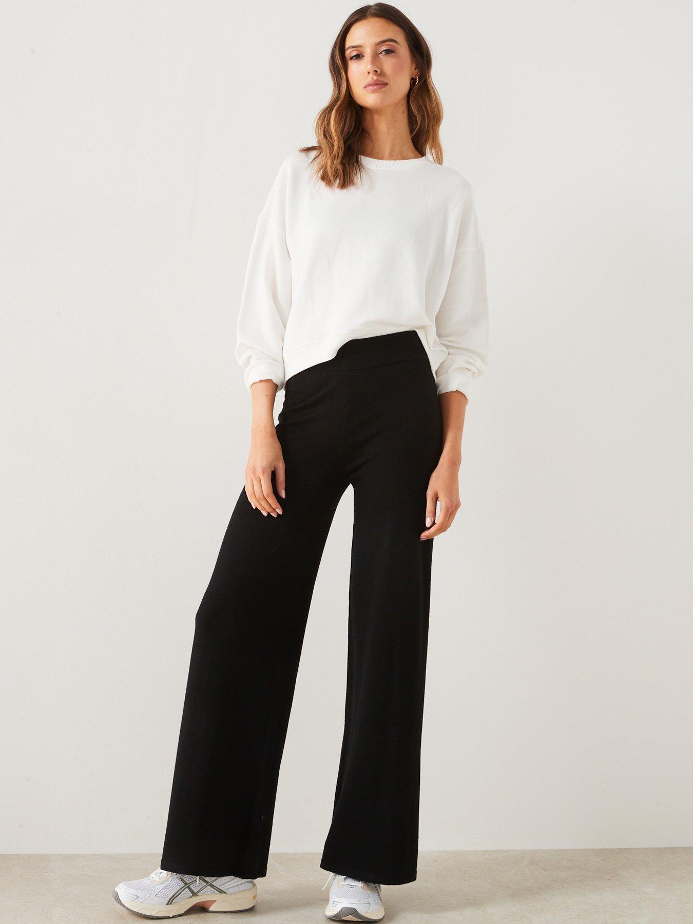 Black knit wide leg pants store