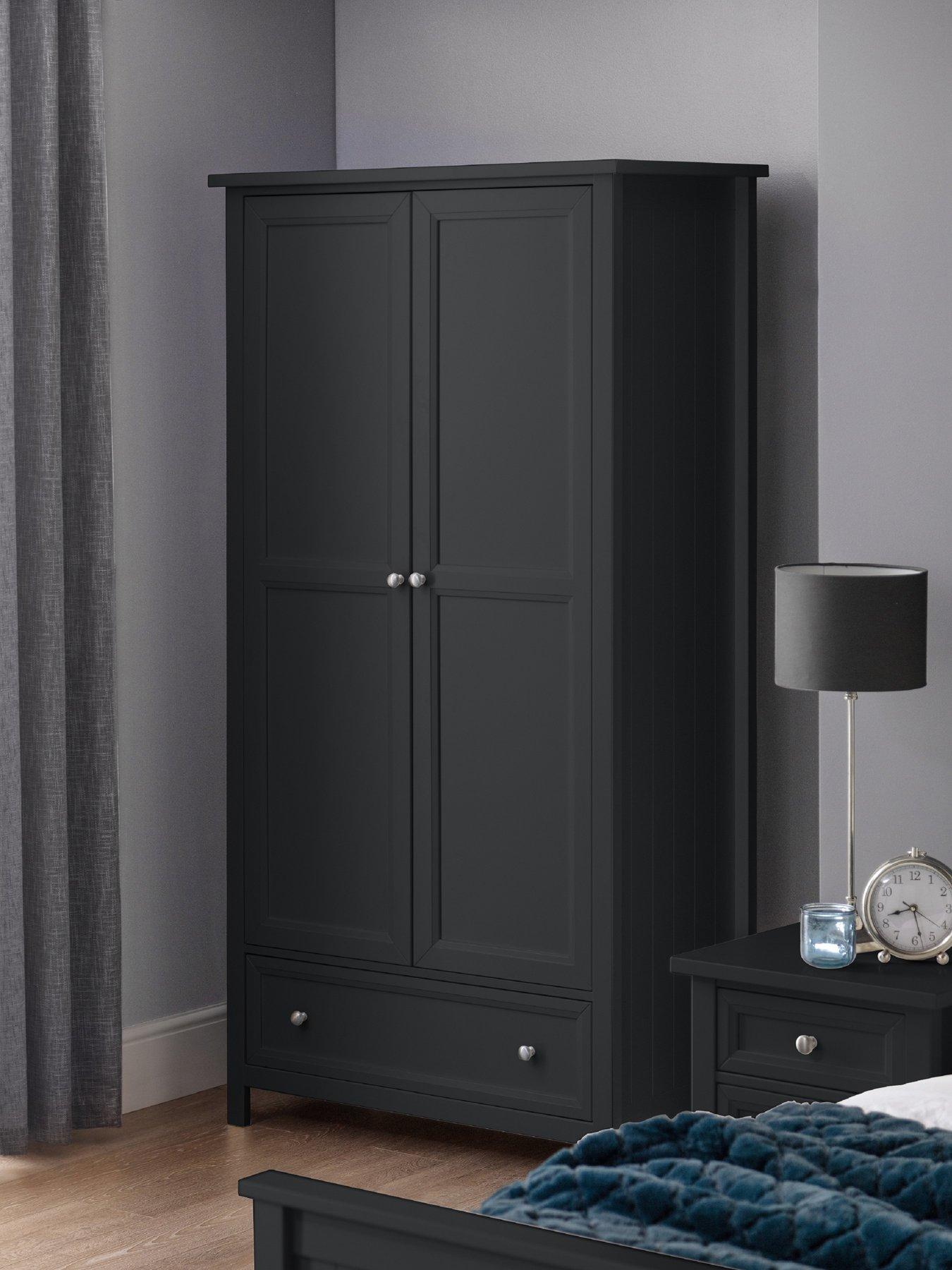undefined Maine 2 Door, 1 Drawer Wardrobe - Black