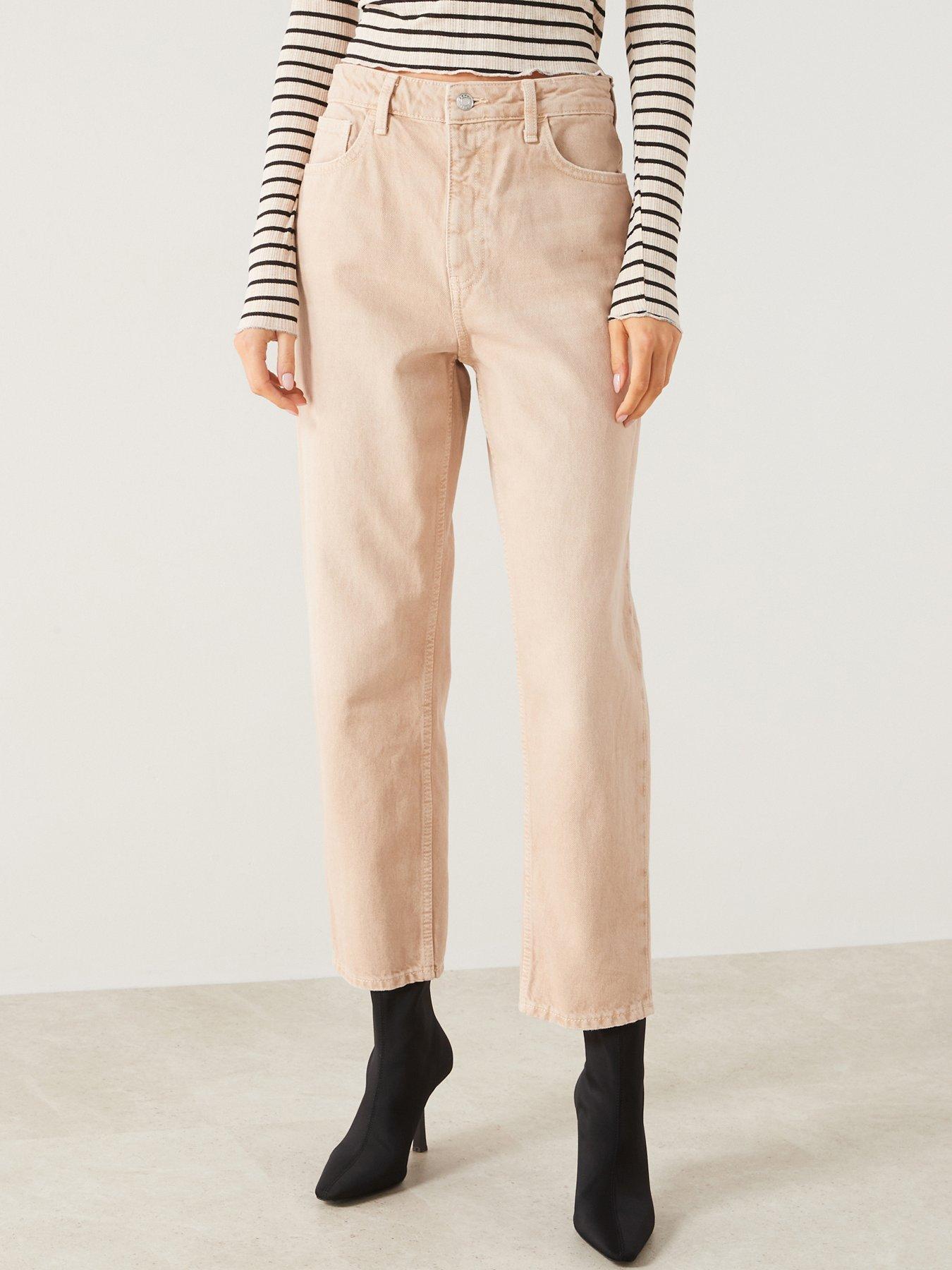 Mom jeans hot sale beige