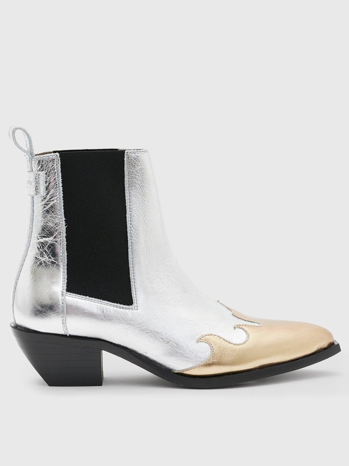 AllSaints Dellaware Boots - Silver | Very.co.uk