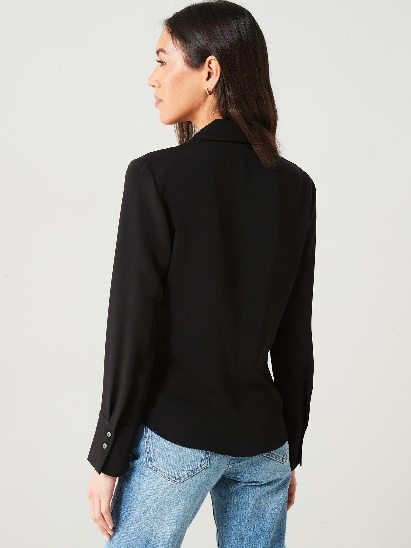 Black Flowy shirt with seam detail