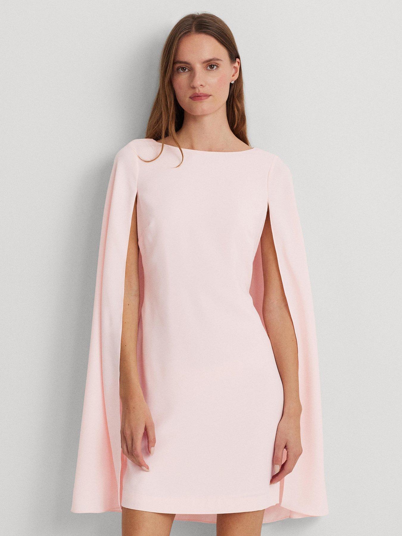 lauren by ralph lauren petra-long sleeve-cocktail dress - pink