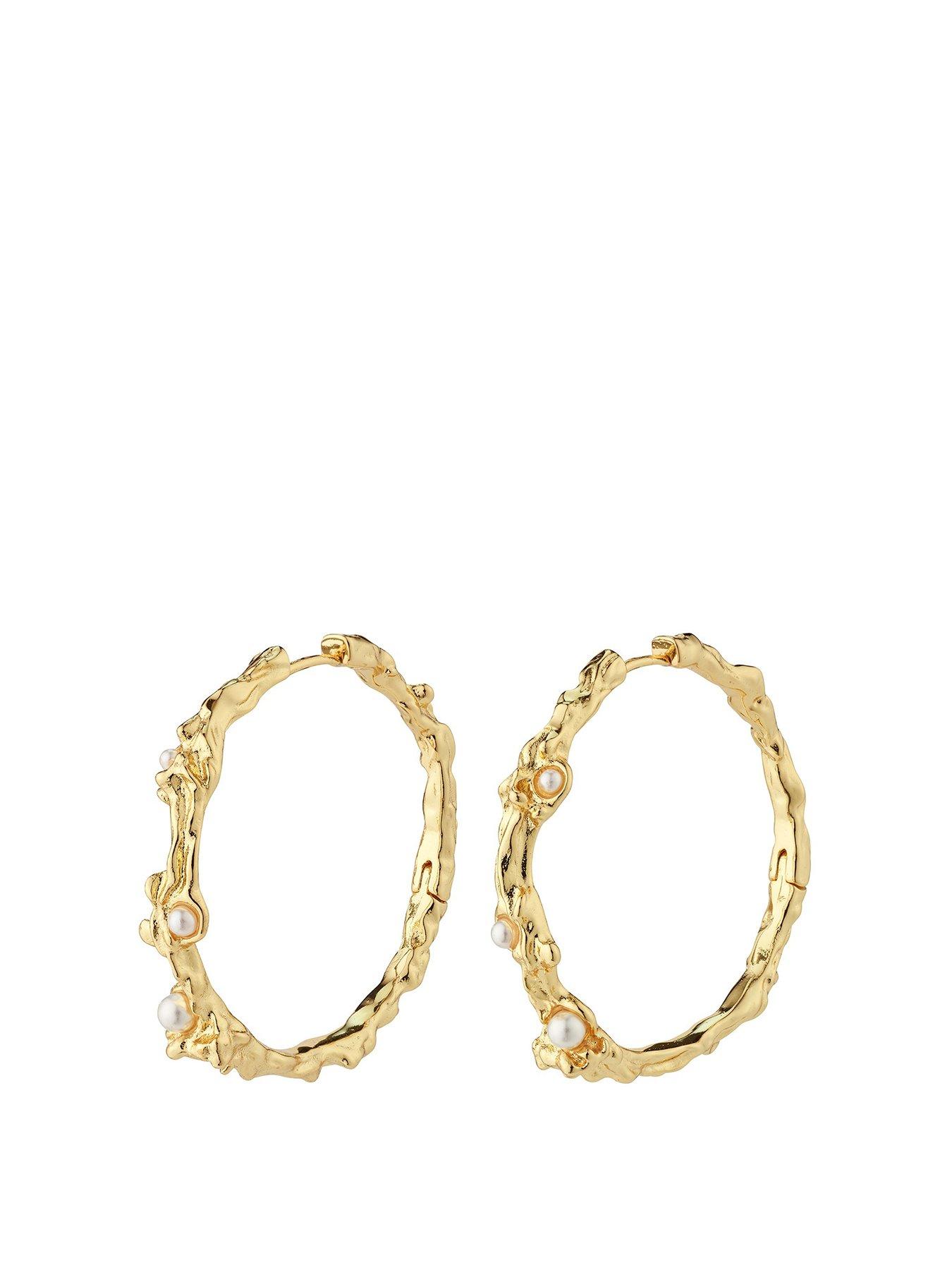 Product photograph of Pilgrim Raelynn Hoops Gold-plated from very.co.uk