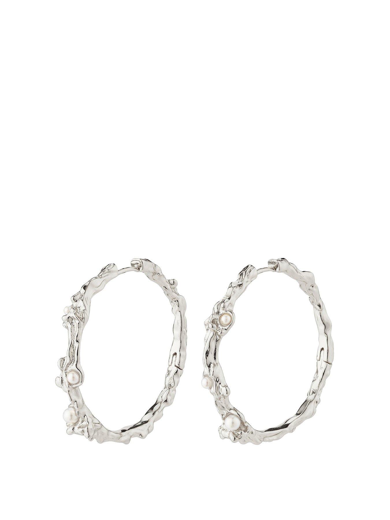 Product photograph of Pilgrim Raelynn Hoops Silver-plated from very.co.uk