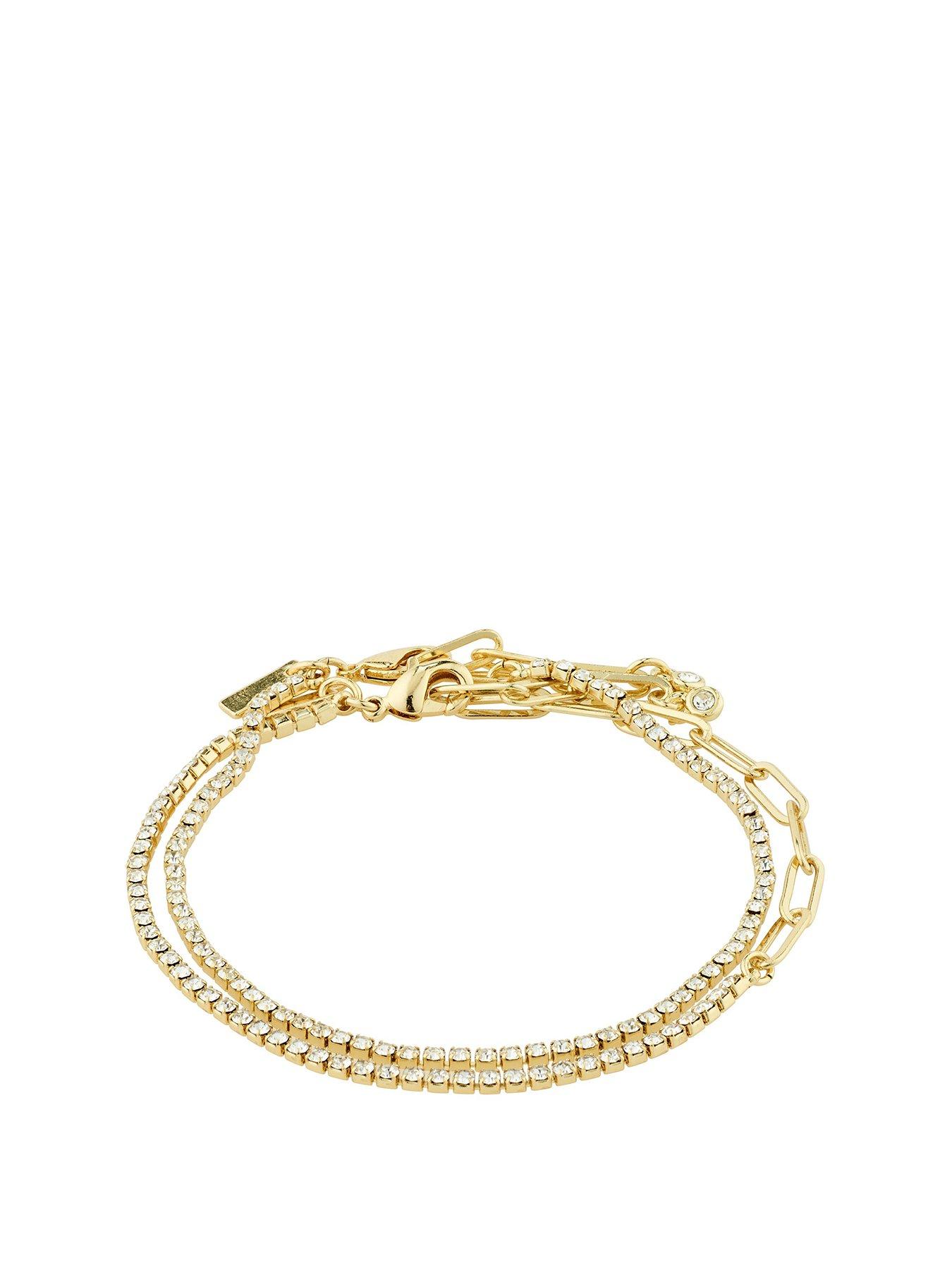 Product photograph of Pilgrim Rowan Crystal Bracelet 2-in-1 Gold-plated from very.co.uk