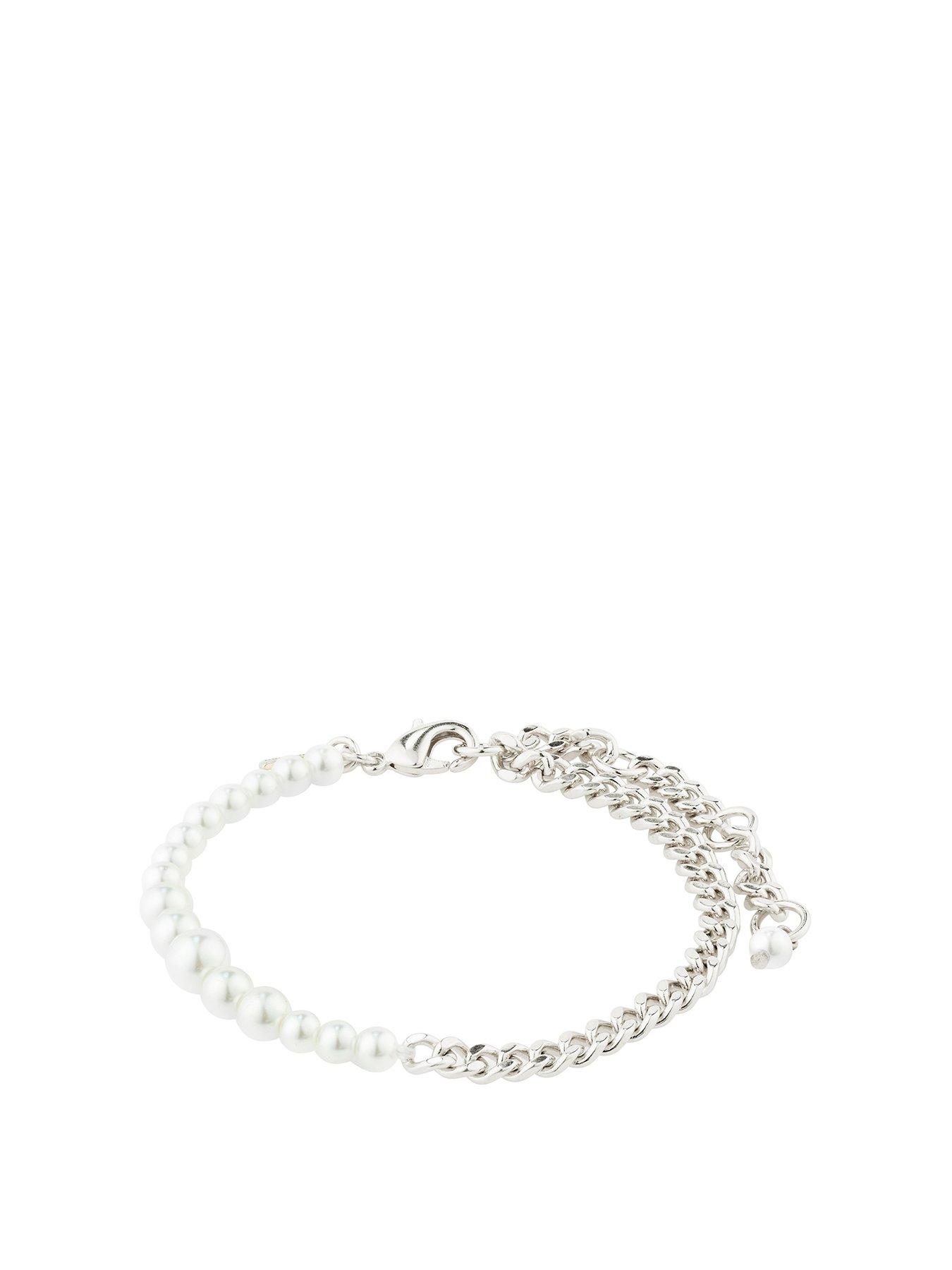 Product photograph of Pilgrim Relando Beaded Bracelet Silver-plated from very.co.uk