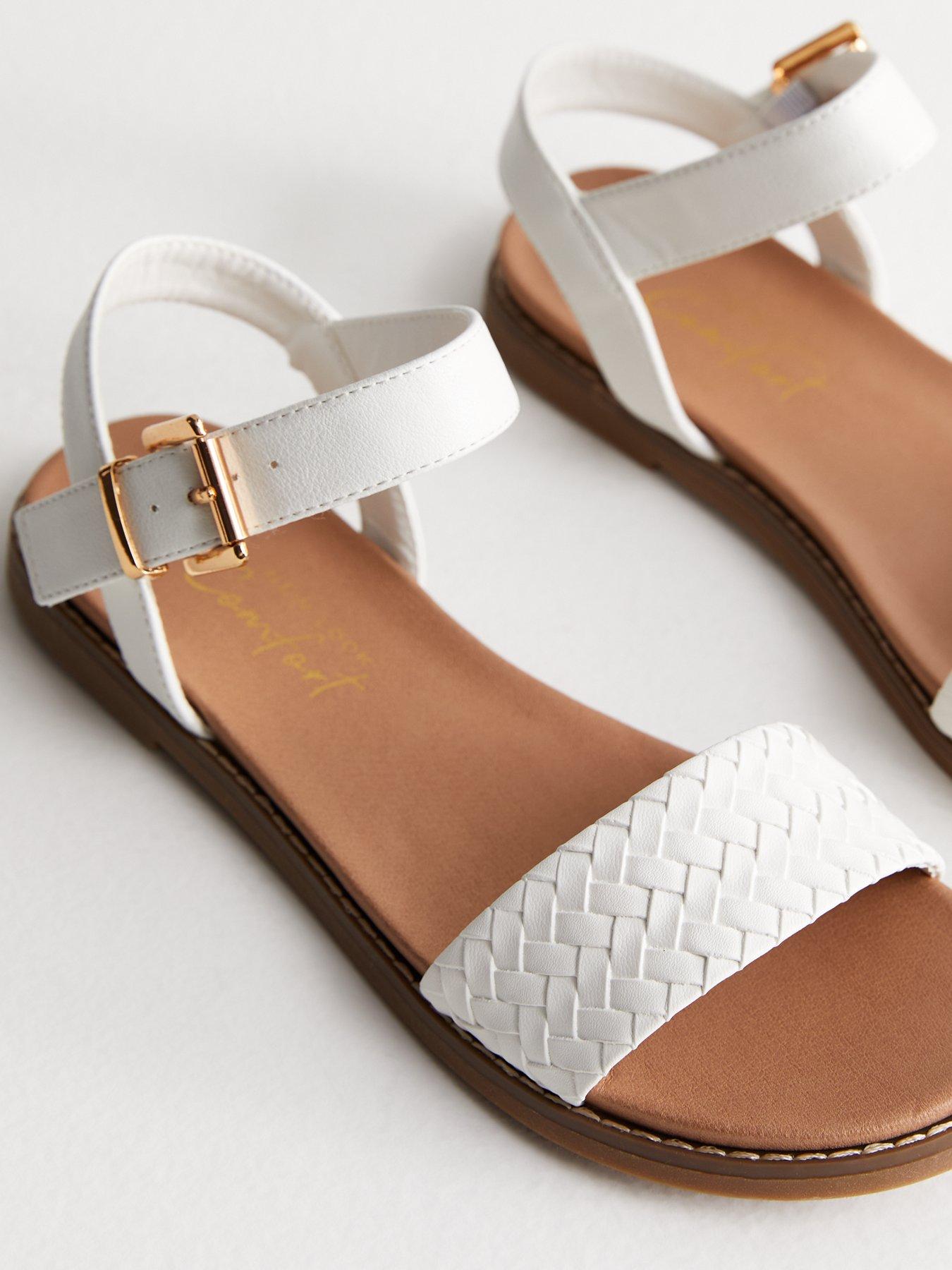 New Look White Leather look Woven 2 Part Sandals Very