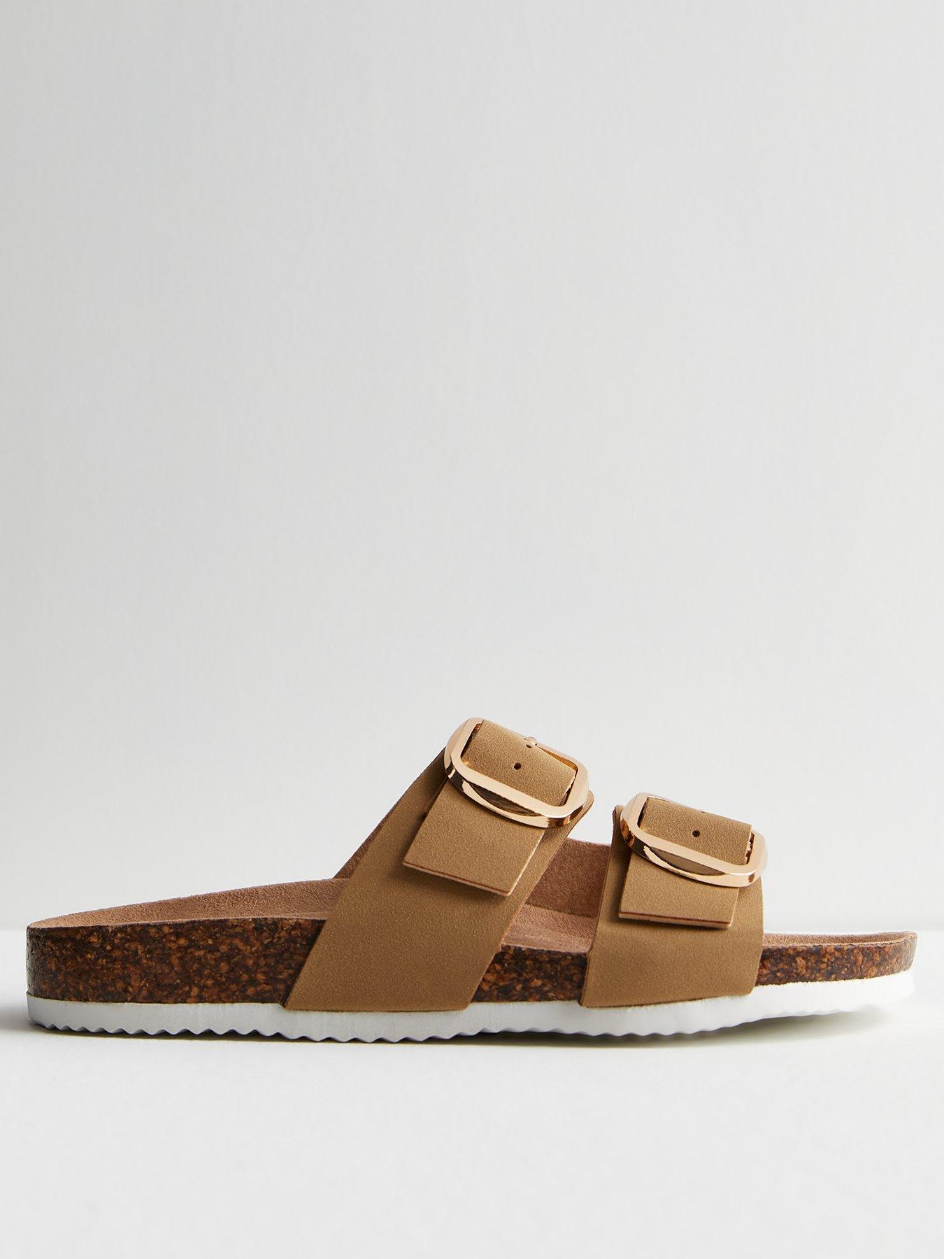 Accessorize Raffia Cross Strap Footbed Sliders - Beige