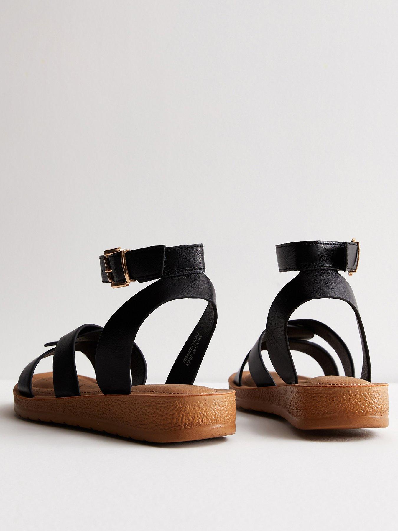 New look wide hot sale fit black sandals