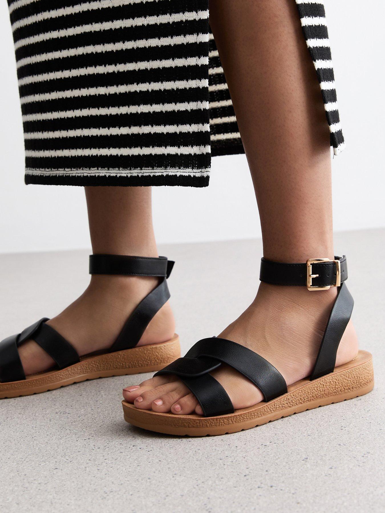 Leather sandals wide fit hotsell