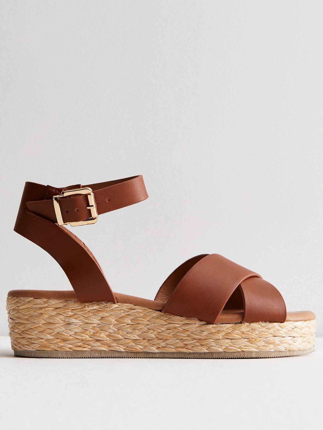 Tan espadrille flatform store sandals