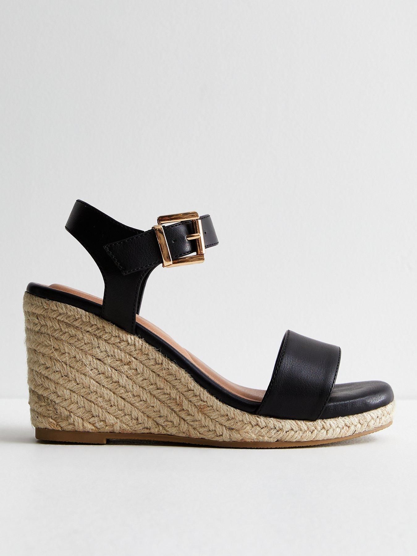 Black low wedge sandals uk sale