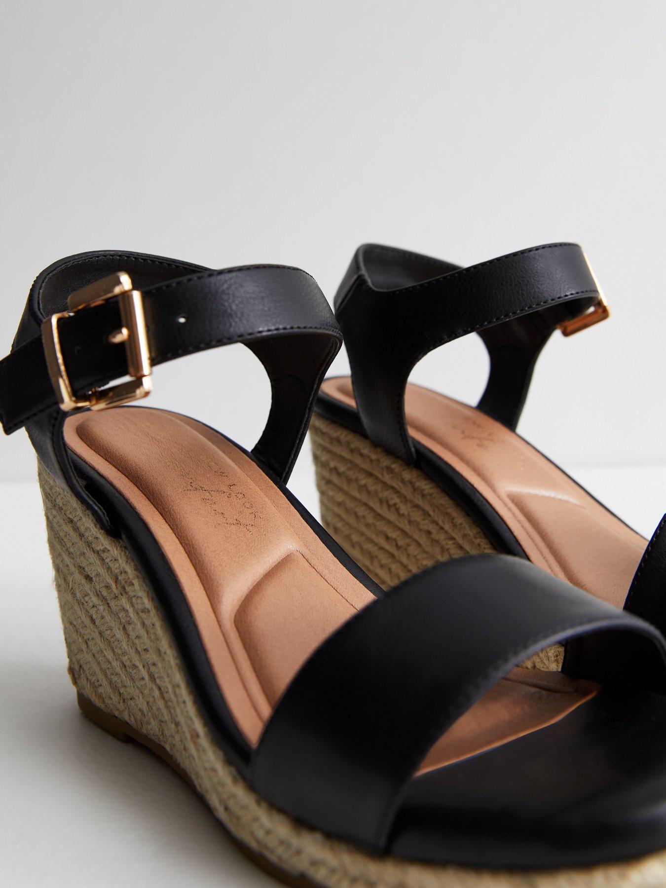 New look black wedge sandals online