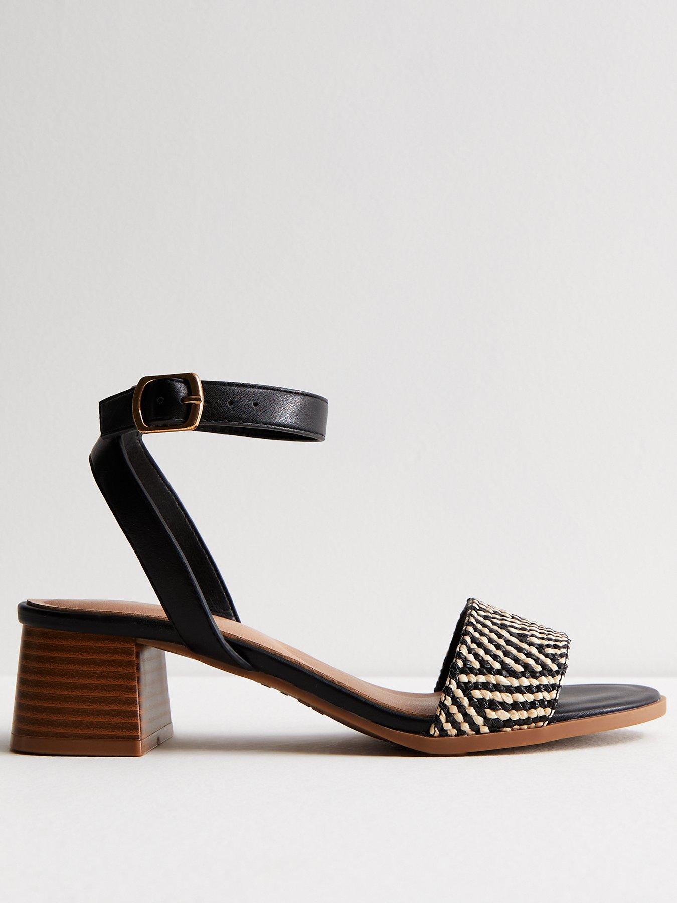 New Look Black Raffia Block Heel Sandals Very