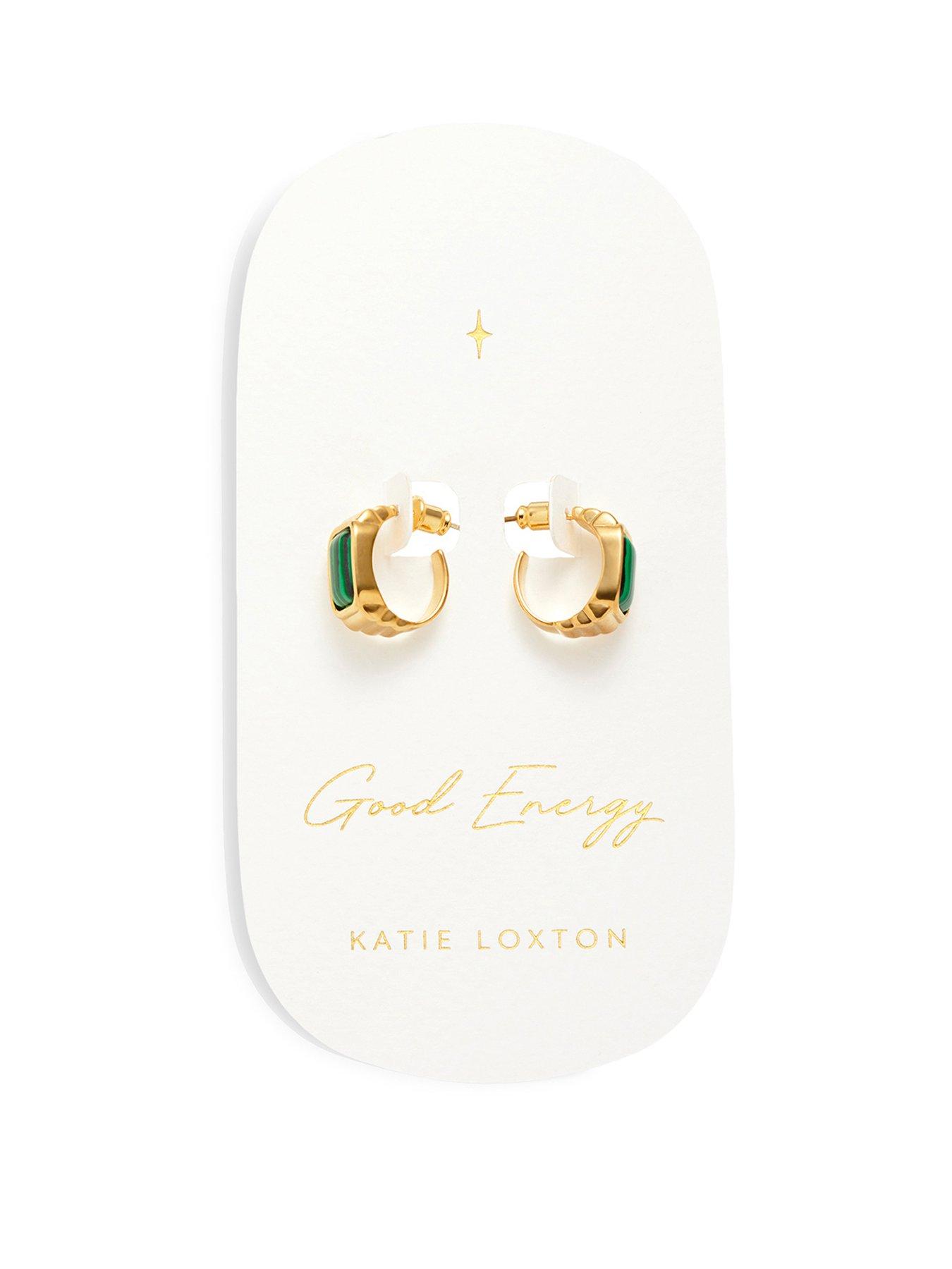 Product photograph of Katie Loxton Malachite Earring Gold Earring from very.co.uk